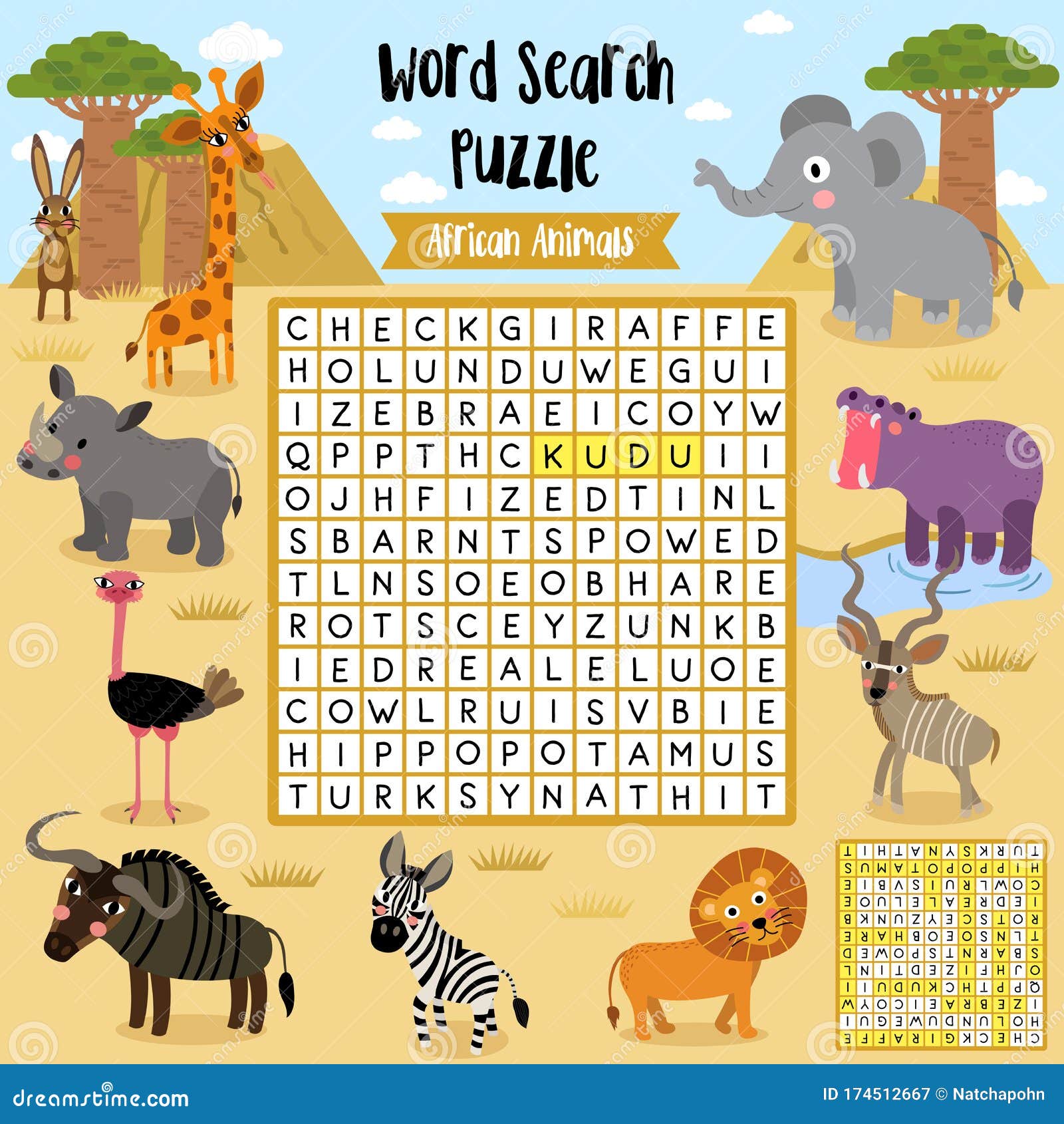 Word Search Puzzle African Animals Stock Vector - Illustration of giraffe, clipart: 174512667 Word Search Puzzle African Animals Stock Vector - Illustration of giraffe, clipart: 174512667