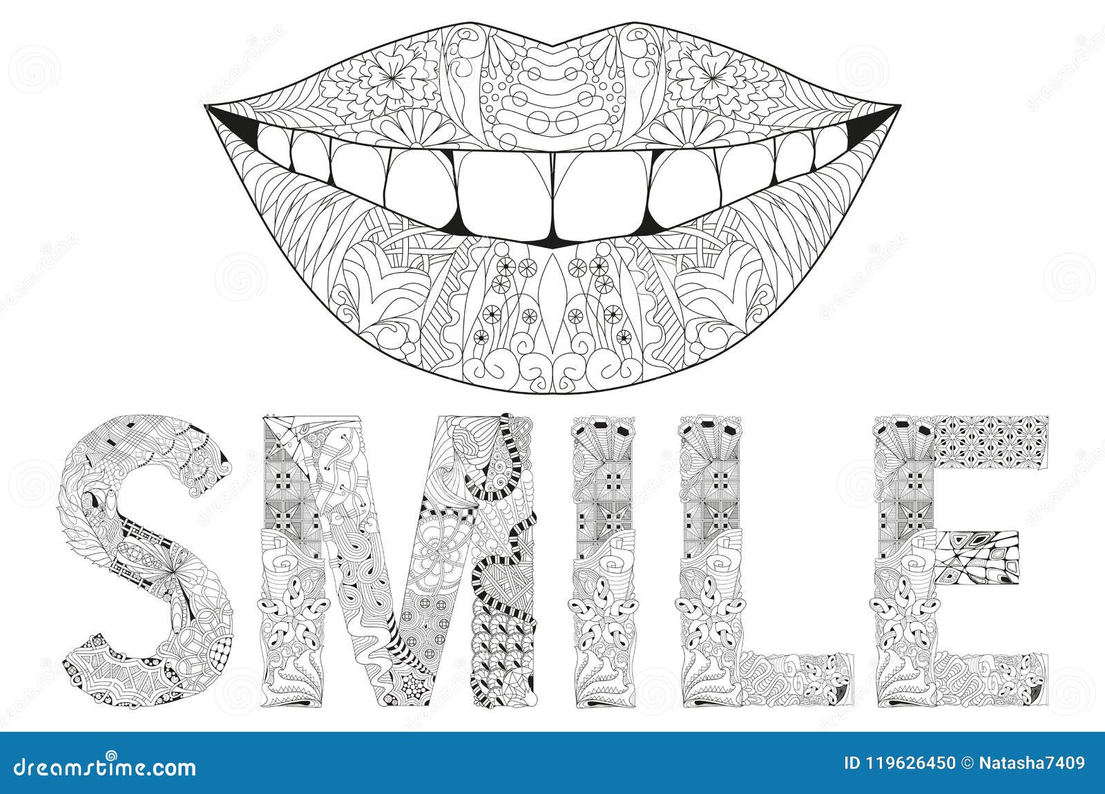 Download Word Smile With Silhouette Of Lips. Vector Decorative ...