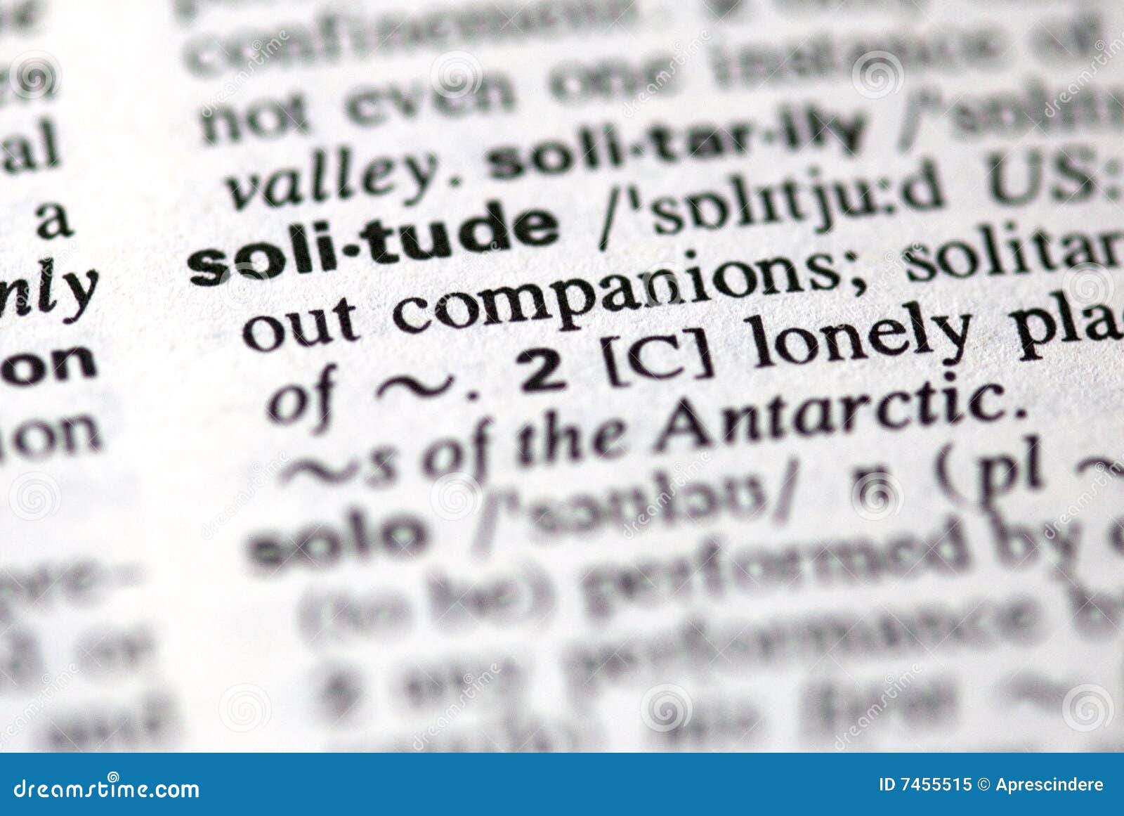 the word solitude in a dictionary
