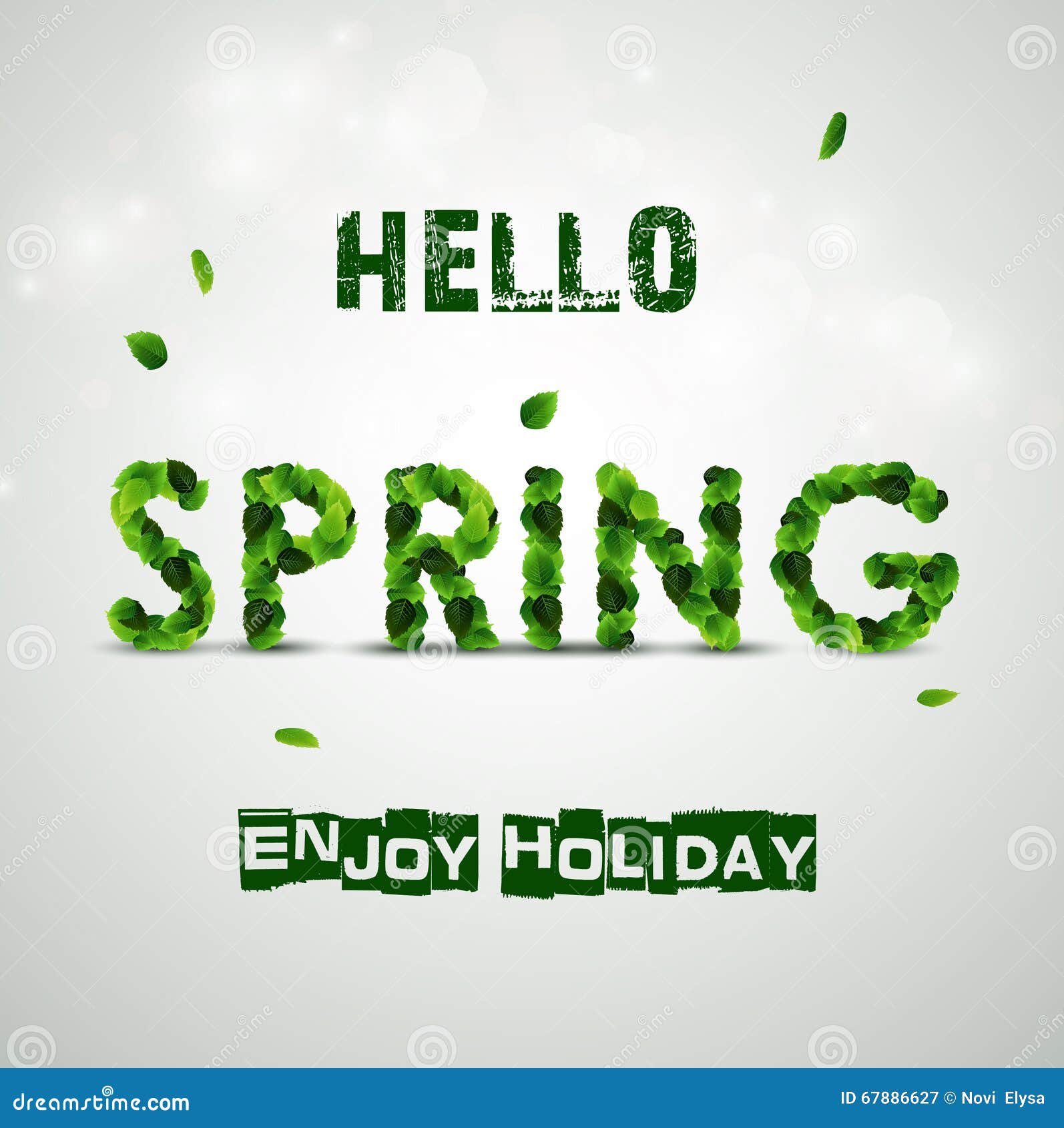 Word Spring Made of Fresh Green Leaves Stock Vector Illustration of elements, shape 67886627