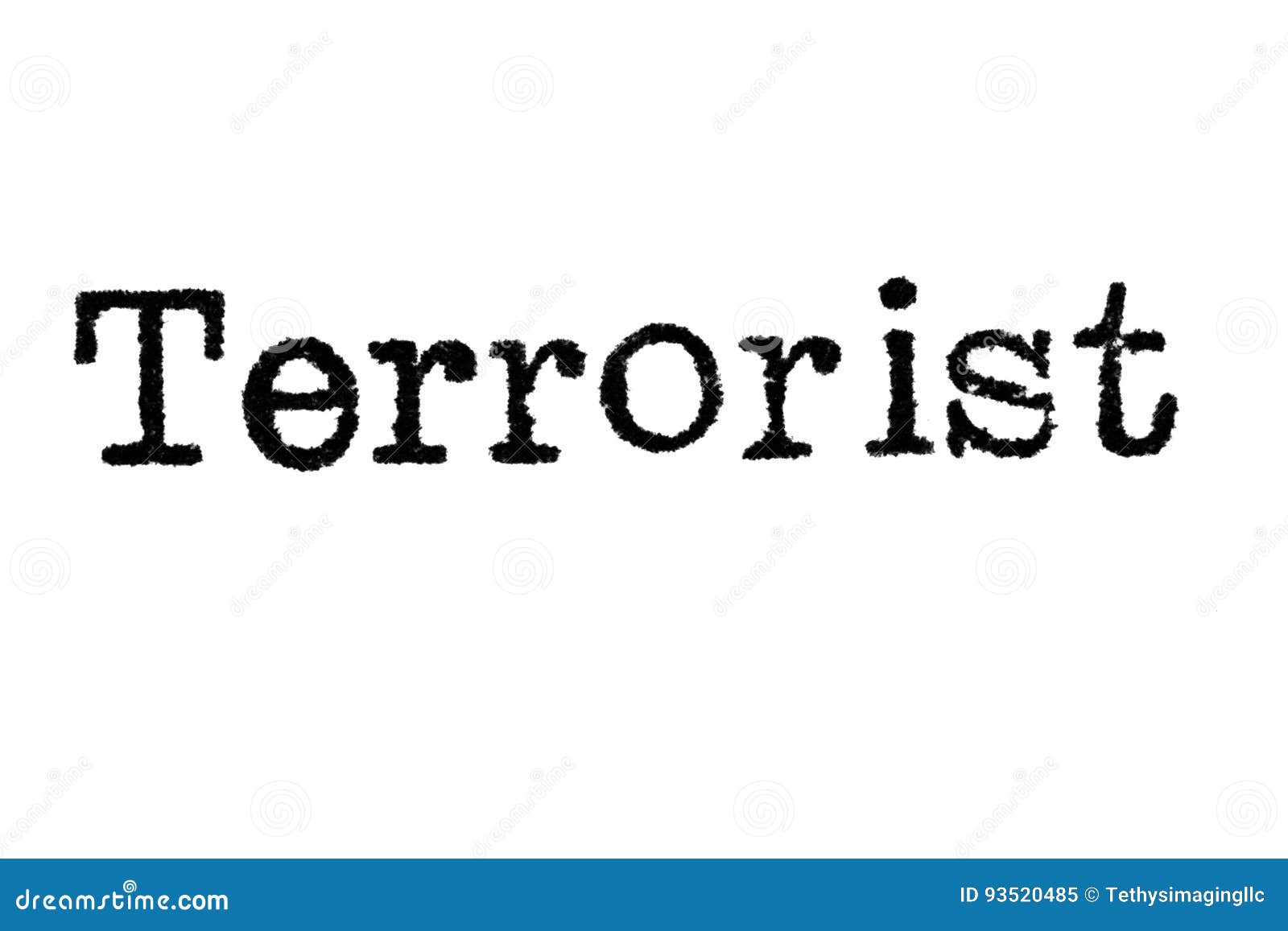 The Word `Terrorist` from a Typewriter on White Stock Image Image of