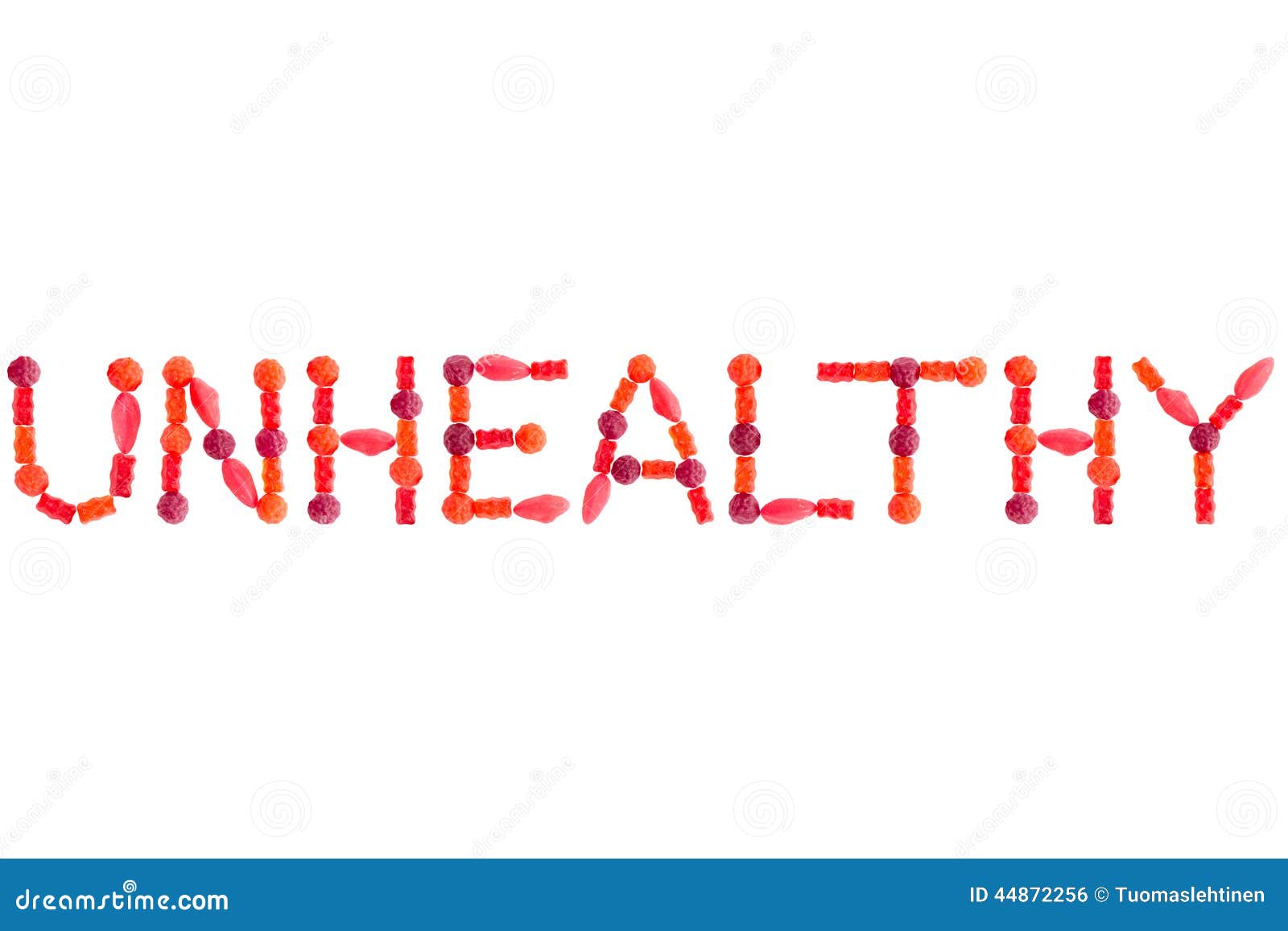 httpsstock photo word unhealthy made red sugary candies isolated white background image44872256
