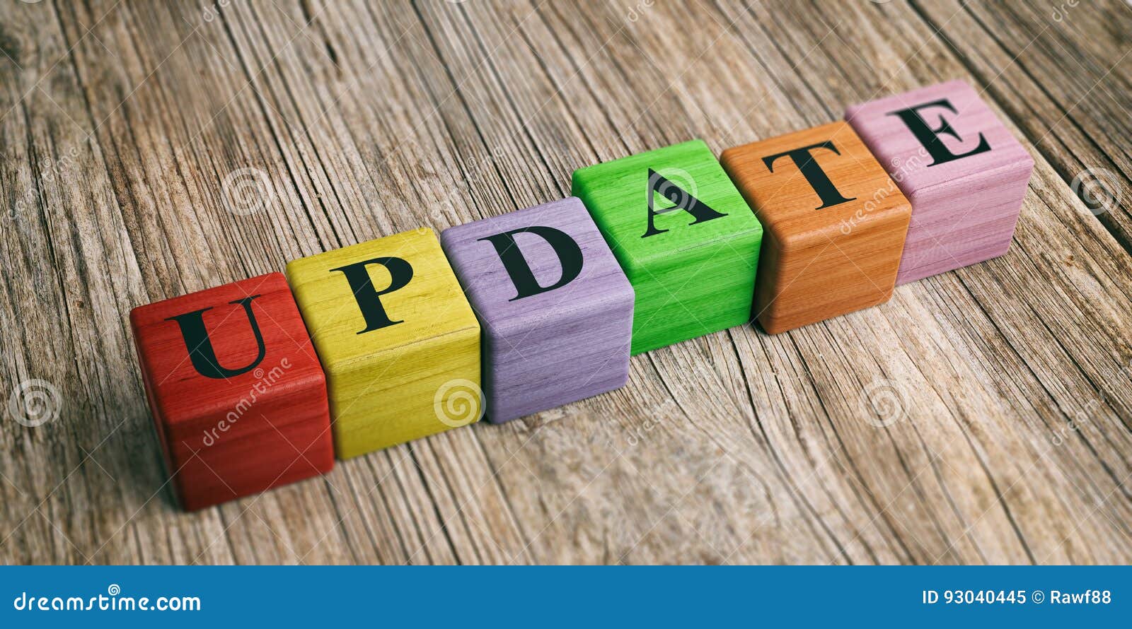 Word Update on Wooden Blocks. 3d Illustration Stock Illustration