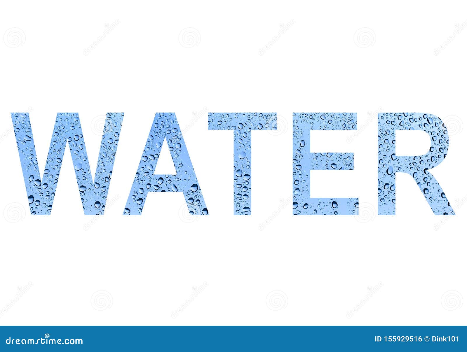Word WATER with a Drops Isolated on White Stock Illustration