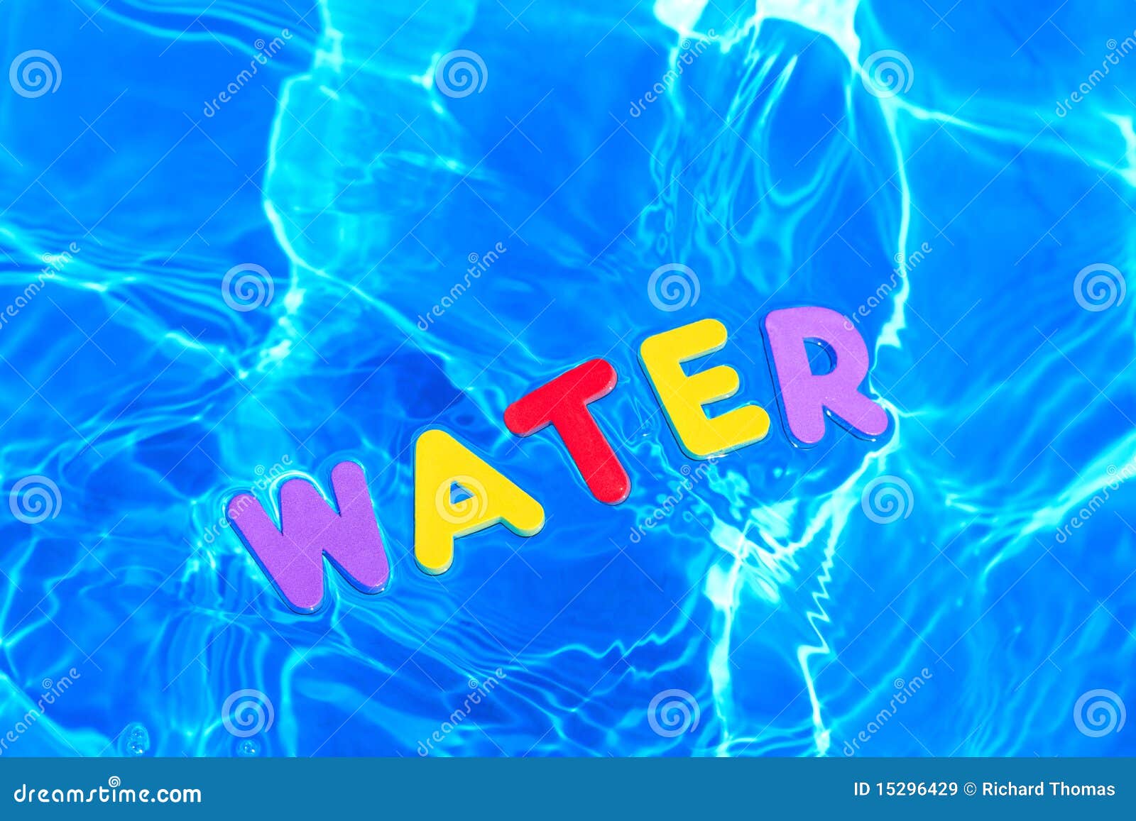 Word WATER Floating in a Swimming Pool Stock Image Image of