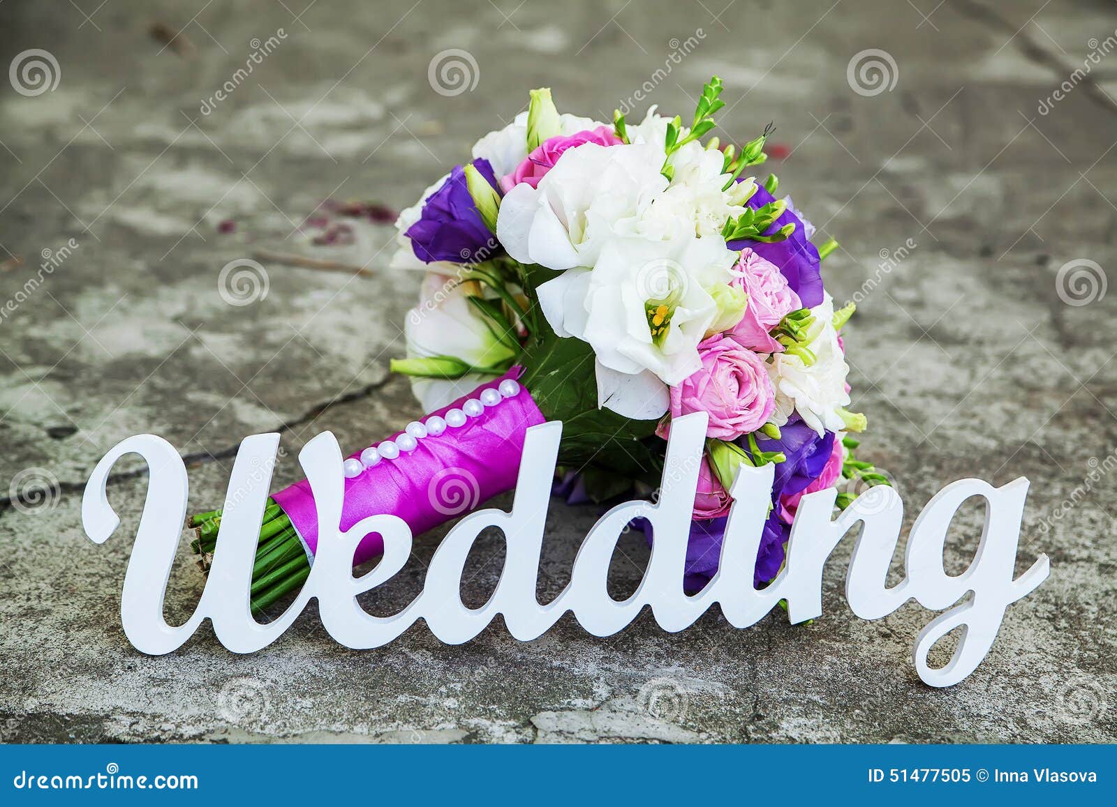 The Word Wedding and Bridal Bouquet Stock Image Image of basket