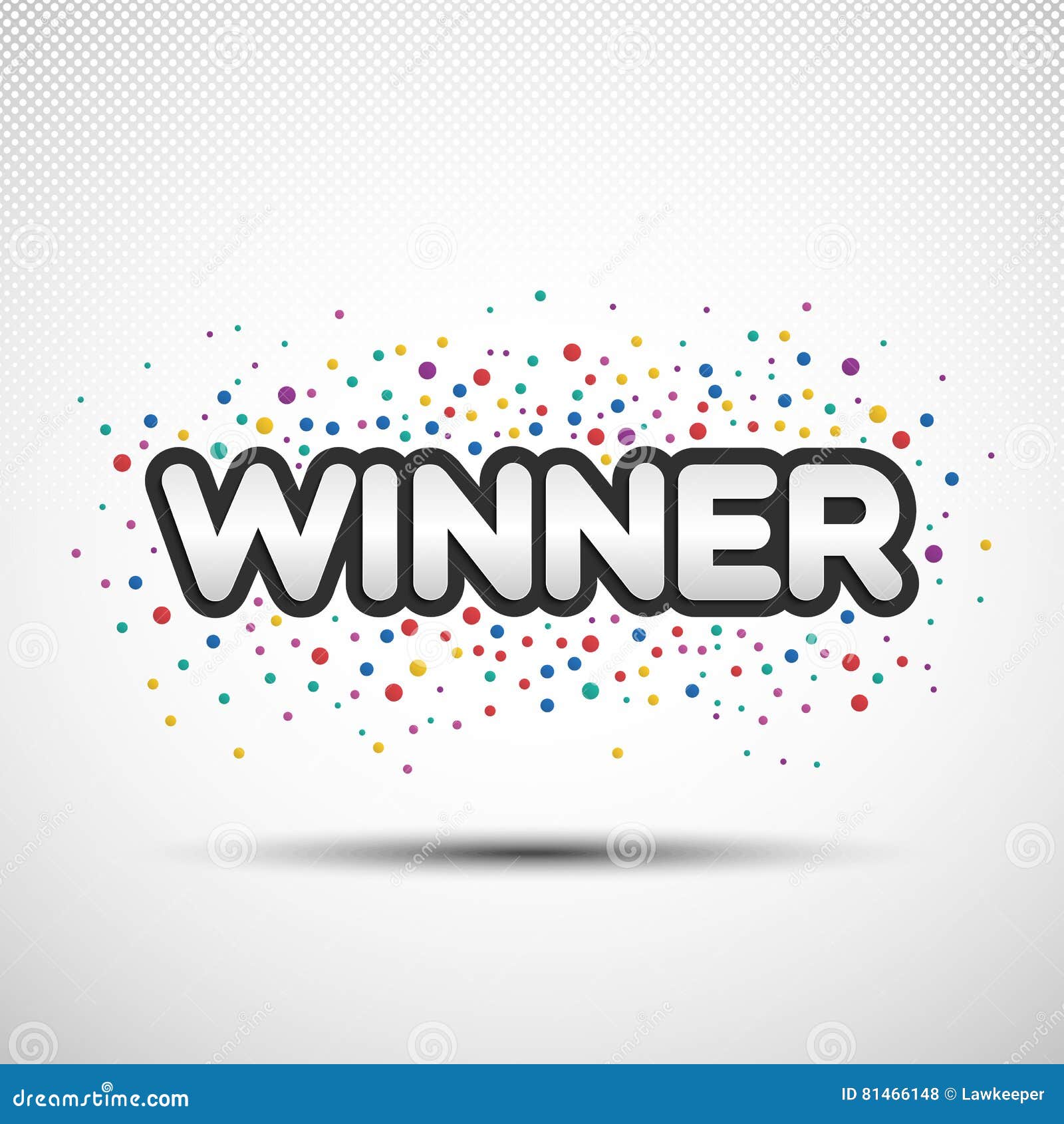 The Word Winner with Coloured Round Confetti Stock Vector