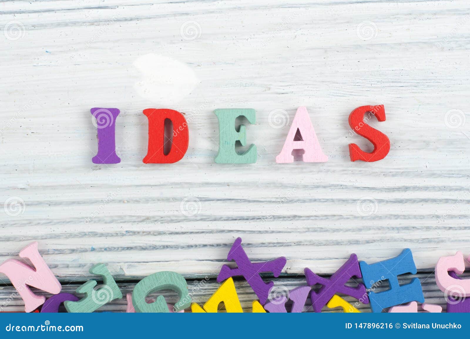 Ideas Word On Wooden Background Composed From Colorful Abc