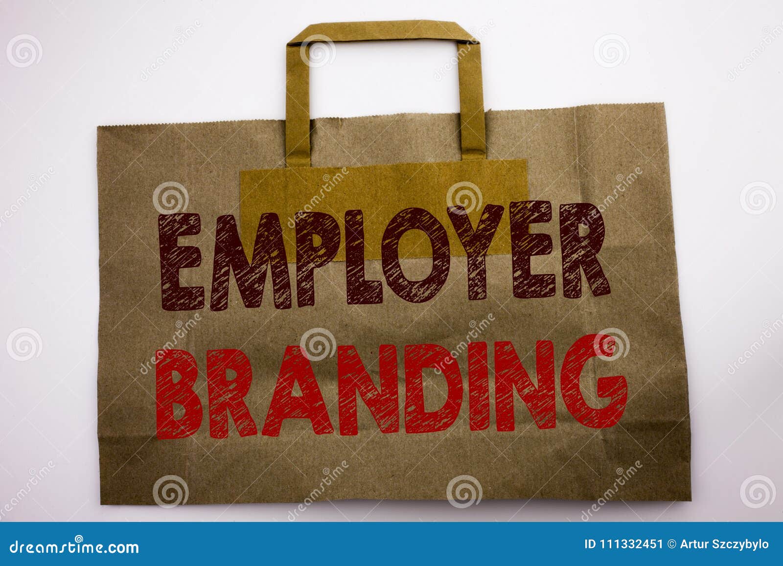 word, writing employer branding. business concept for brand building written on shopping bag, white  background.