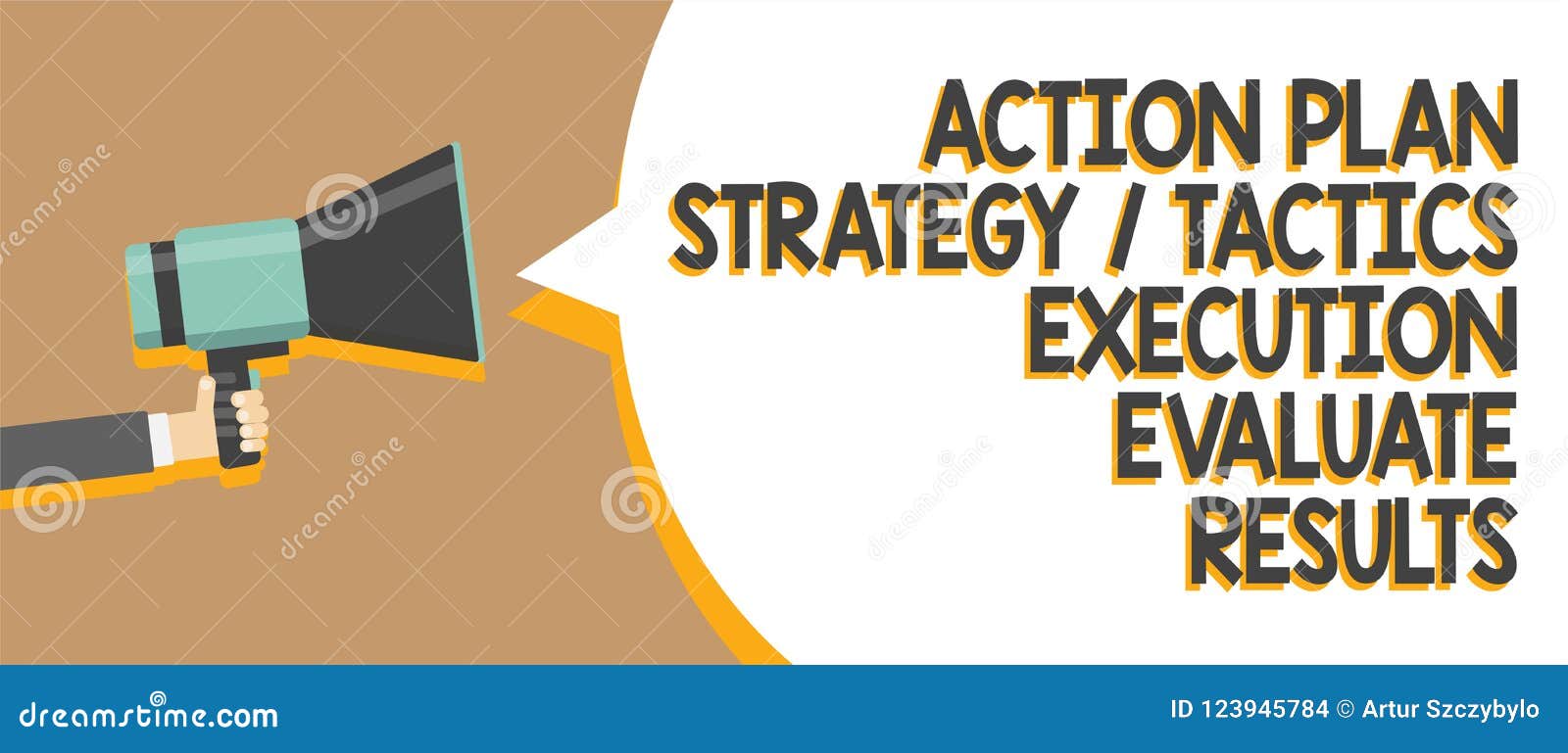 word writing text action plan strategy tactics execution evaluate results. business concept for management feedback man holding me