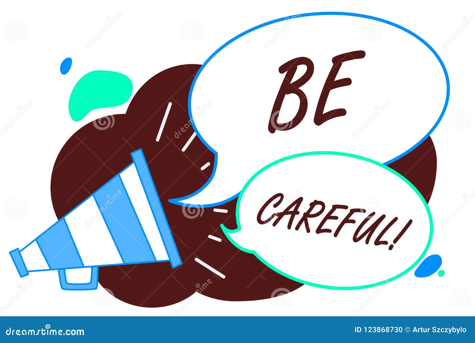 word writing text be careful. business concept for making sure of avoiding potential danger mishap or harm megaphone loudspeaker s