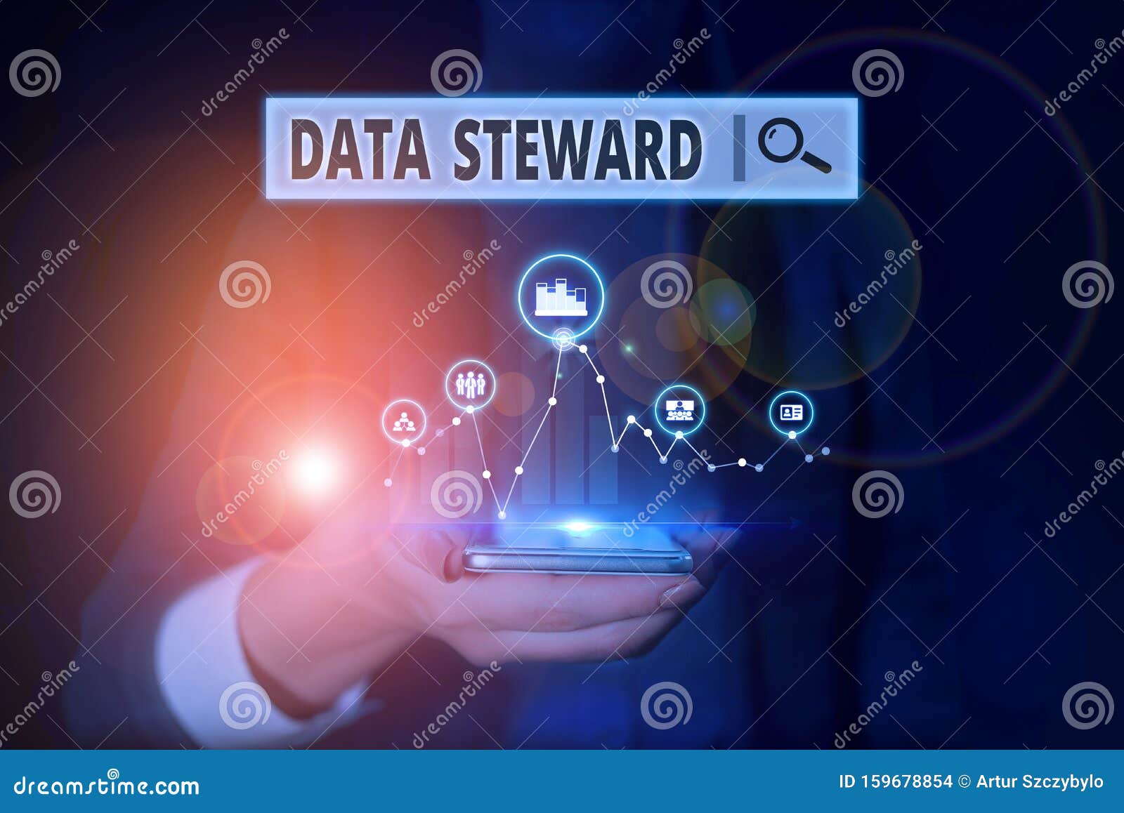 word writing text data steward. business concept for responsible for utilizing an organization s is data governance