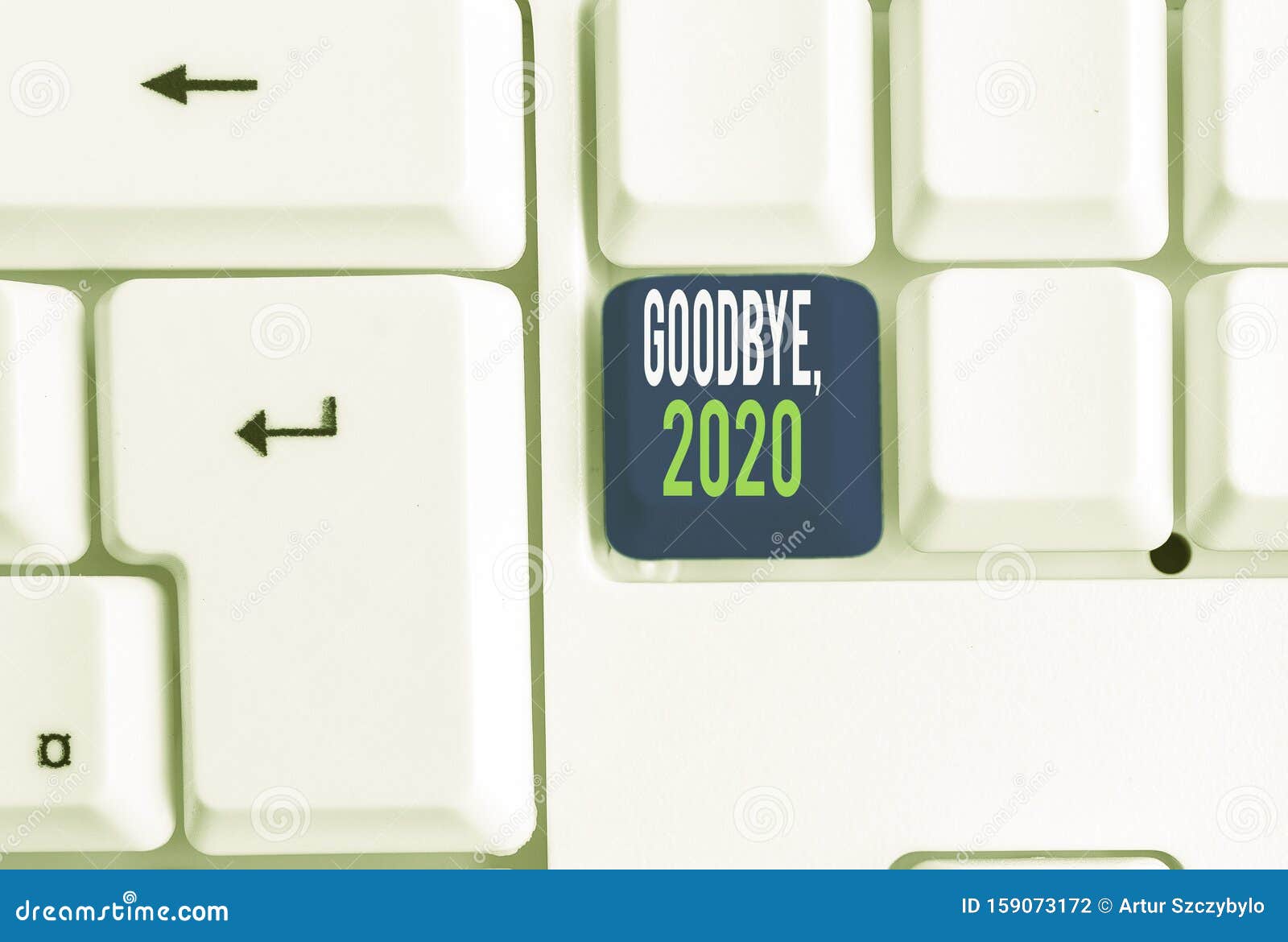 word writing text goodbye 2020. business concept for new year eve milestone last month celebration transition white pc