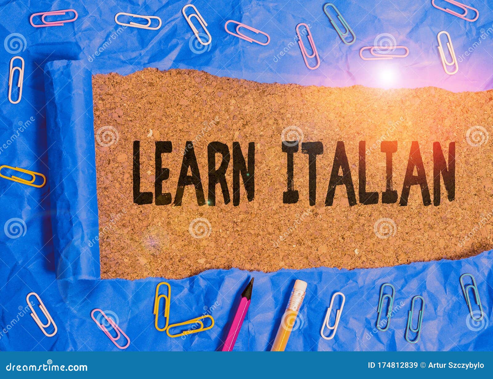 word writing text learn italian. business concept for gain or acquire knowledge of speaking and writing italian