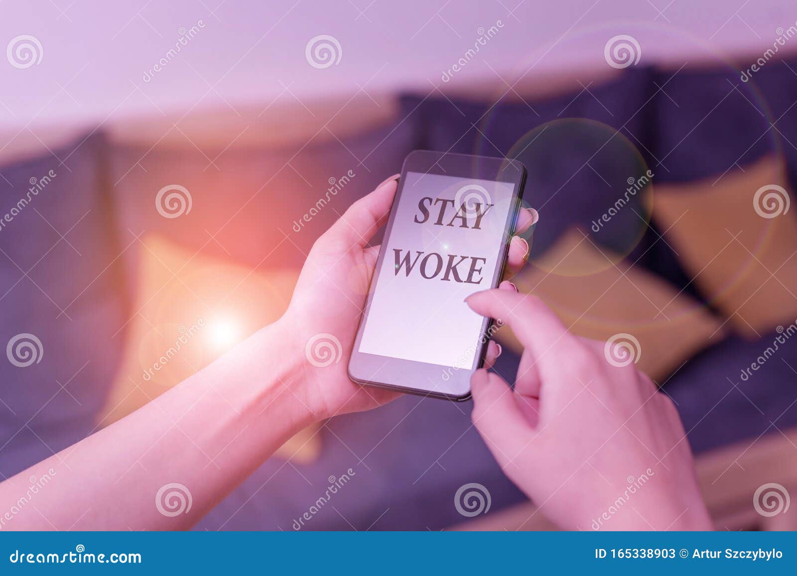 word writing text stay woke. business concept for being aware of your surroundings and things going on keep informed