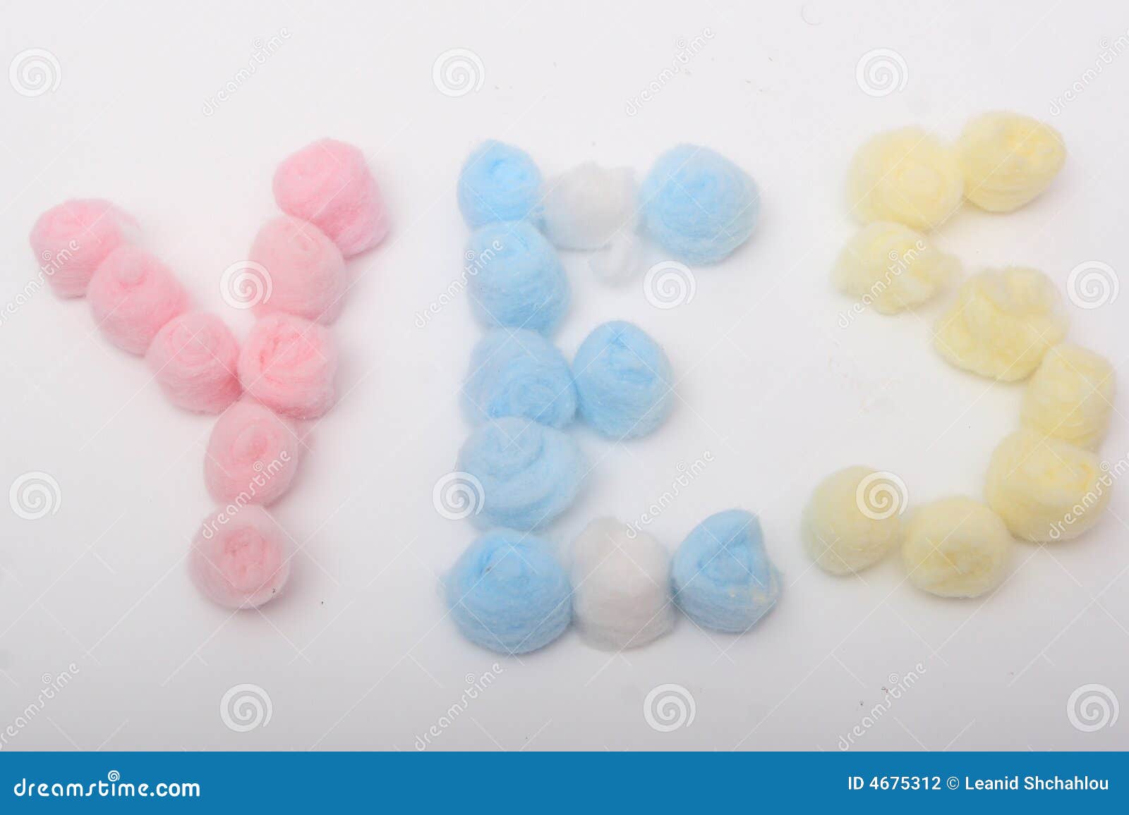 Word yes with cotton balls stock photo. Image of background 4675312