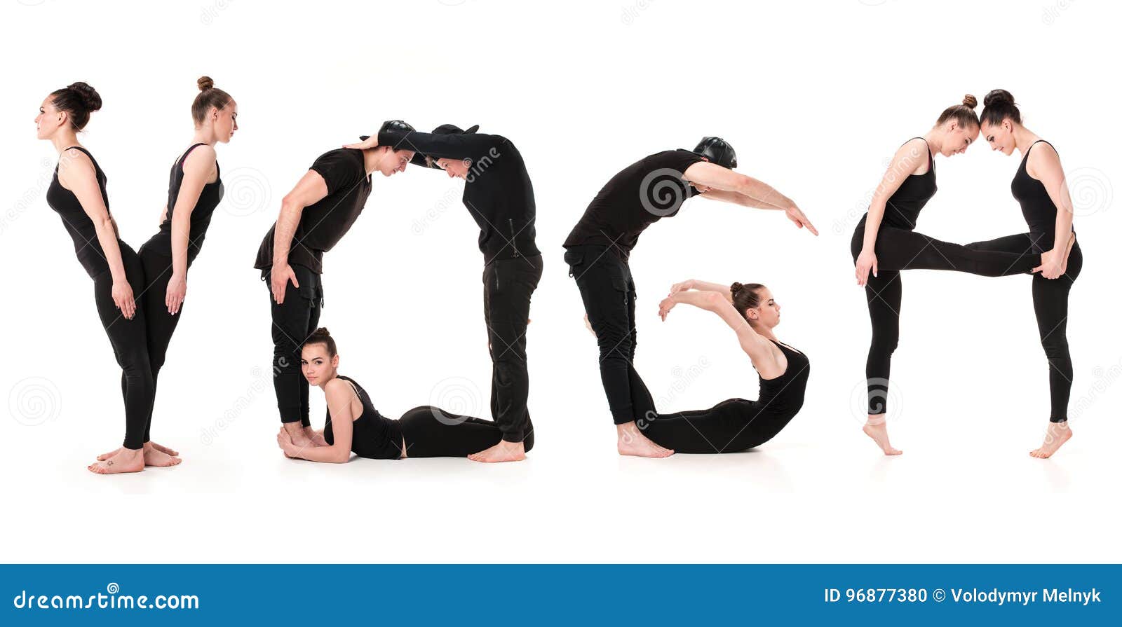 The Word YOGA Formed by Gymnast Bodies Stock Photo Image of asana
