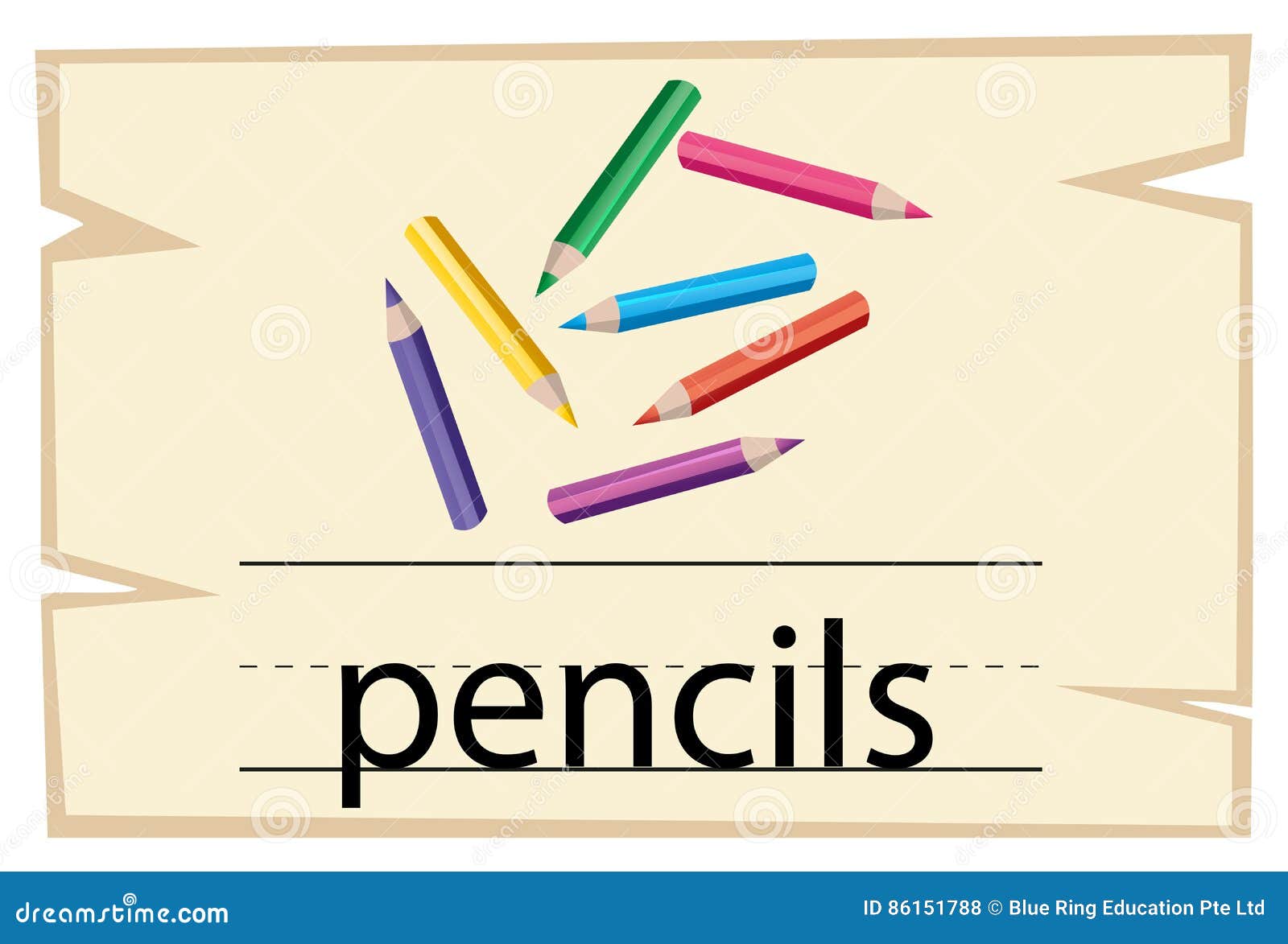 Wordcard Design For Word Pencils Stock Vector Illustration Of Drawing