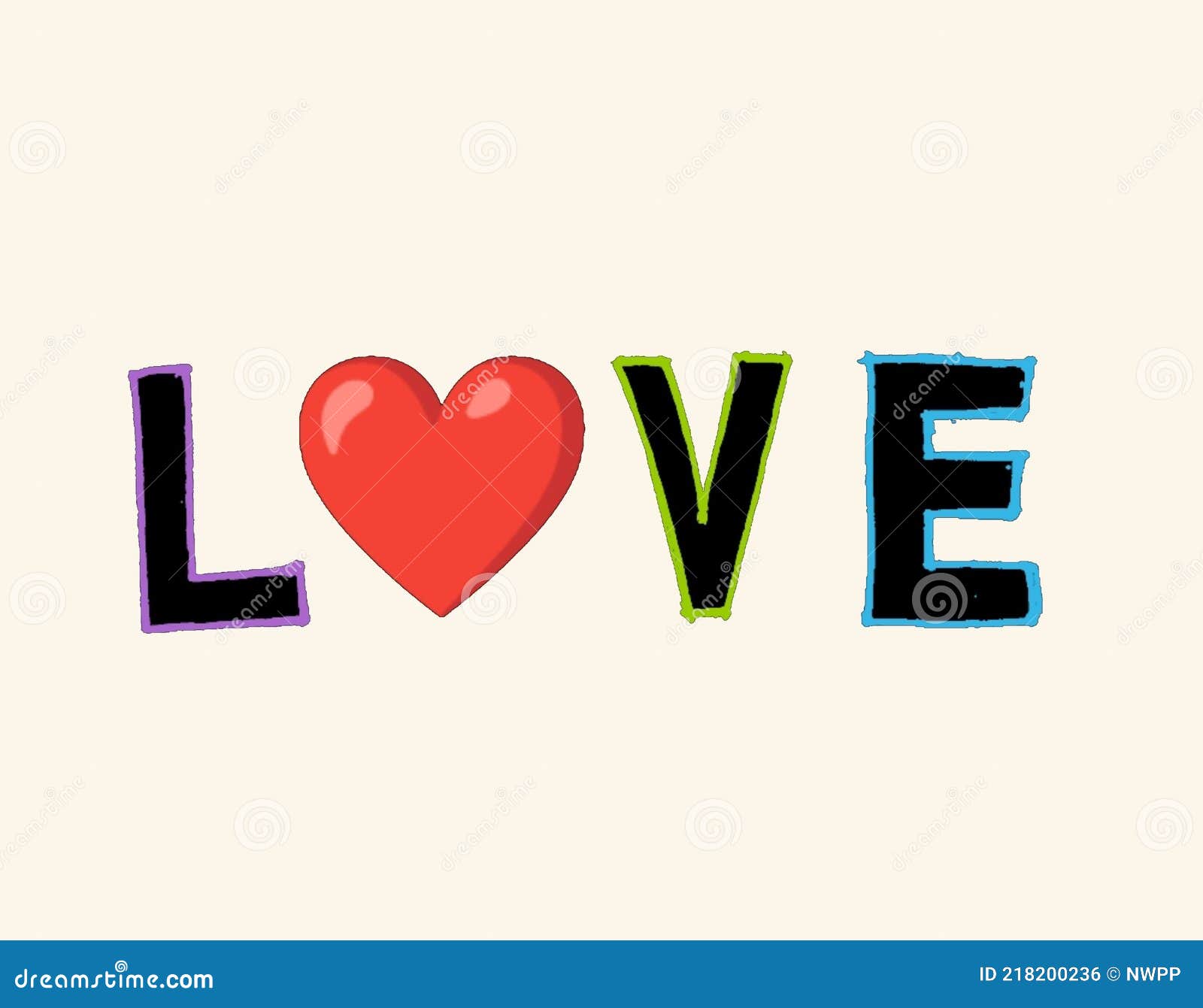 The Wording is Love with White Background Stock Illustration