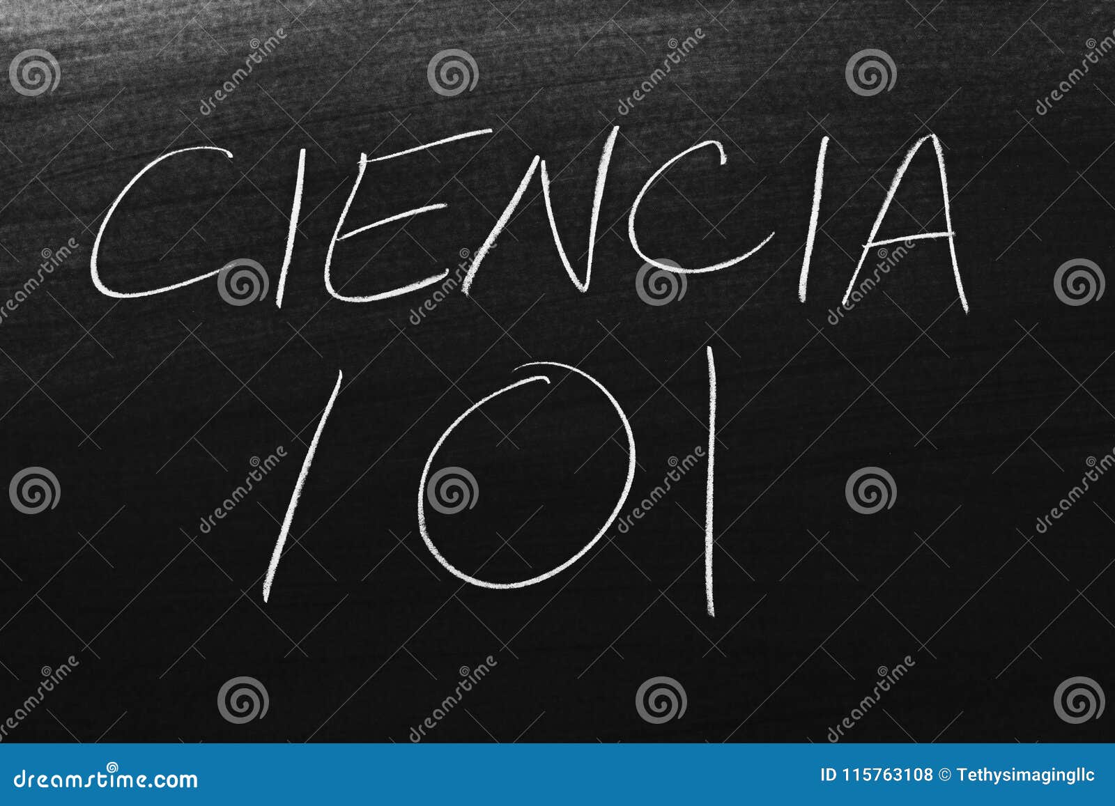 ciencia 101 on a blackboard. translation: science 101