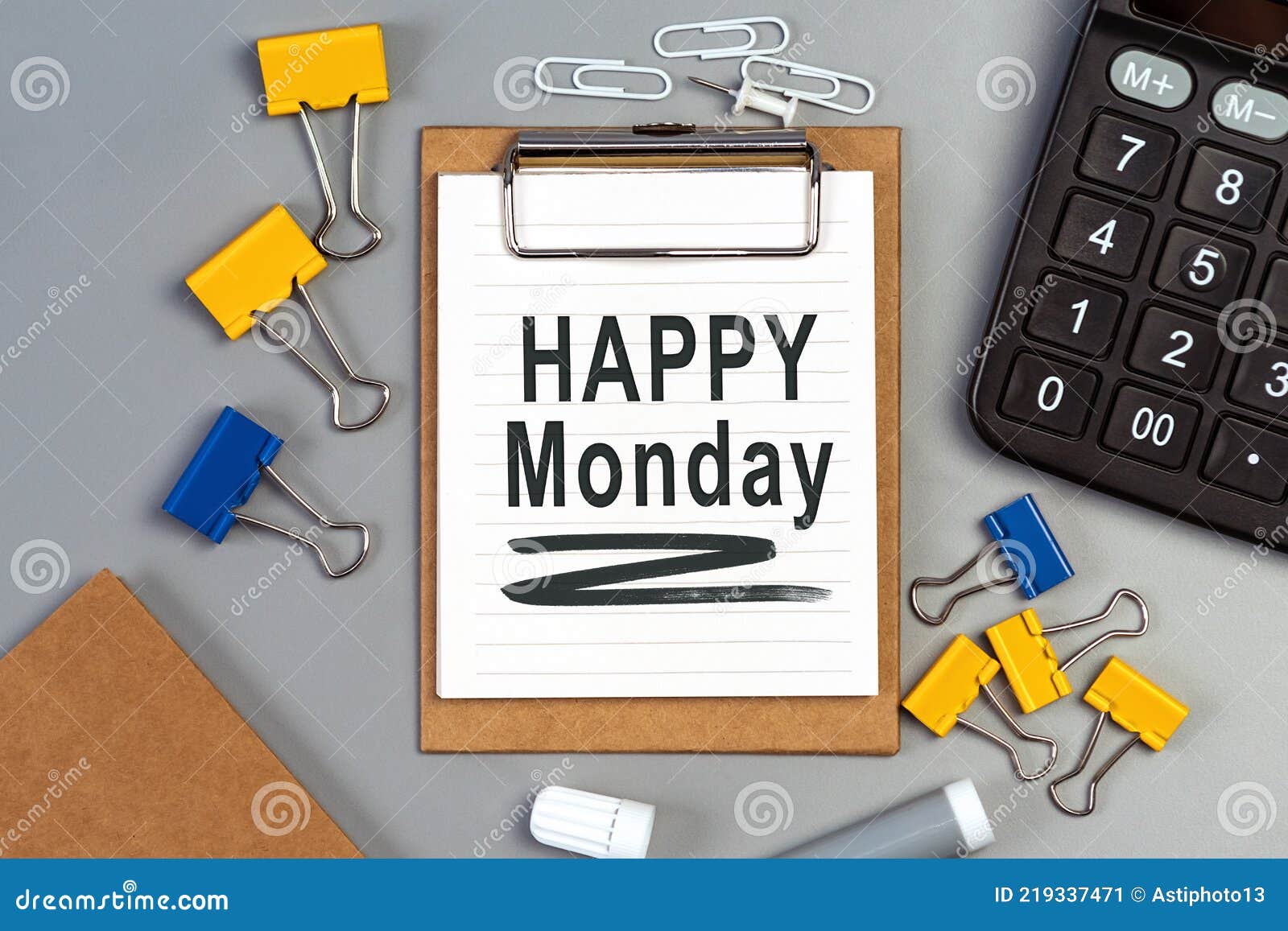 The Words Happy Monday Written on a White Notebook. Work and Study ...