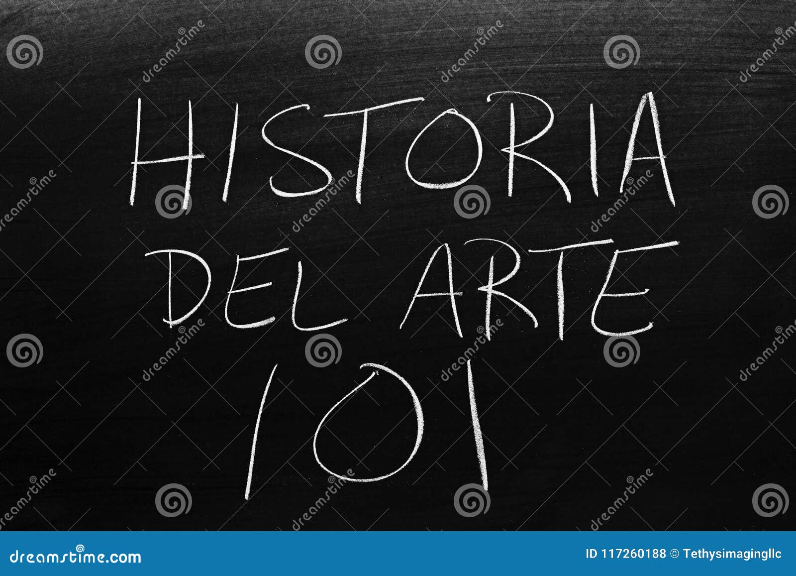 historia del arte 101 on a blackboard. translation: art history 101