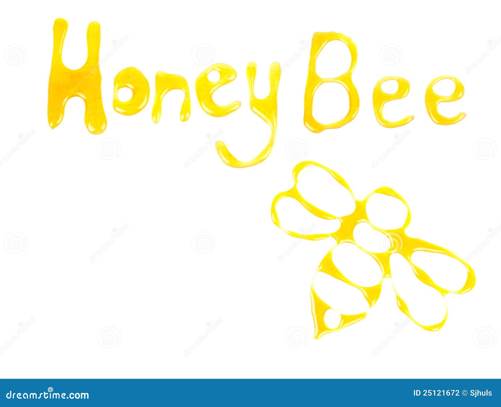Words Honey Bee And Bee Drawn With Honey Stock Photography Image