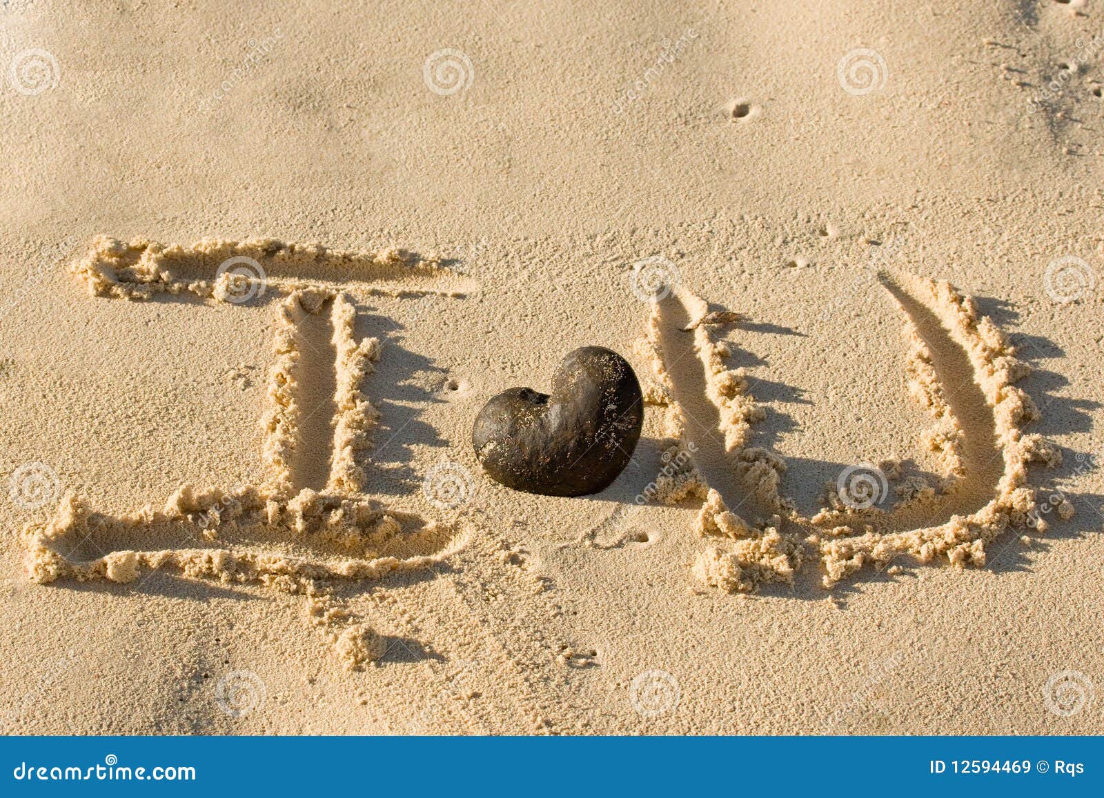 Red Heart On Sandy Beach Word Stock Photo 1161487648