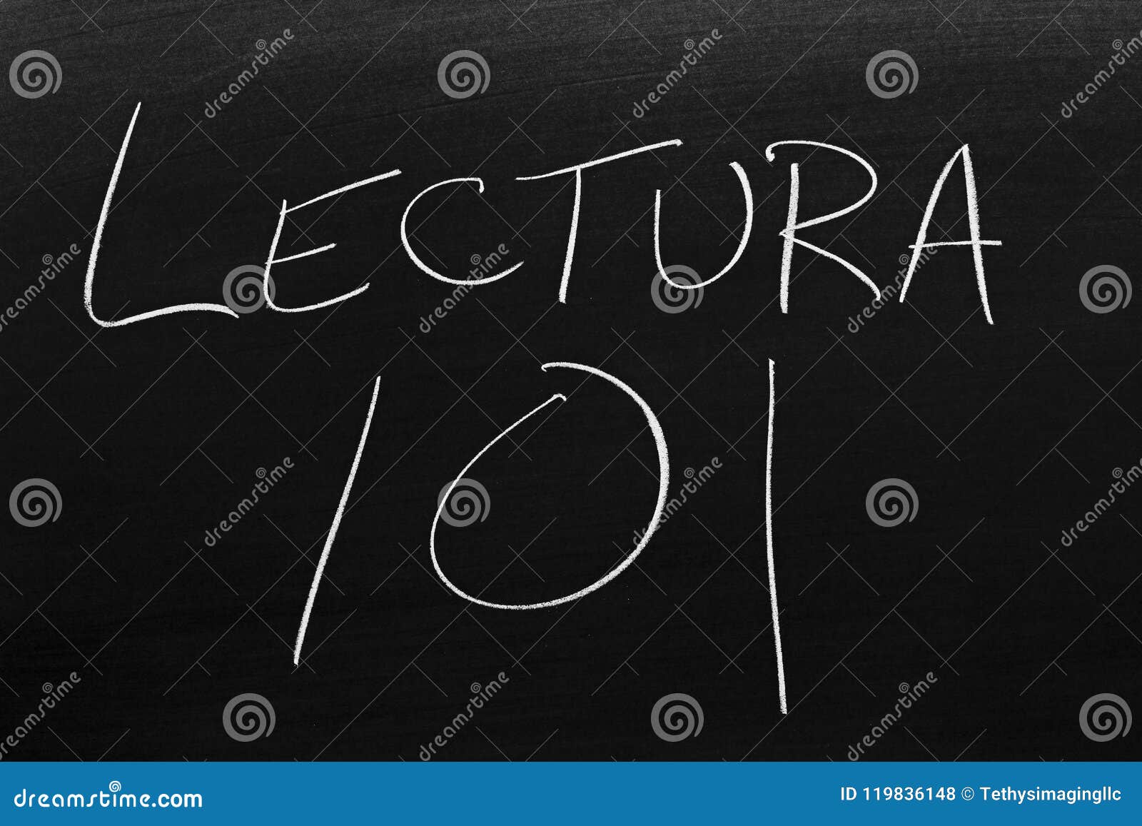 lectura 101 on a blackboard. translation: reading 101