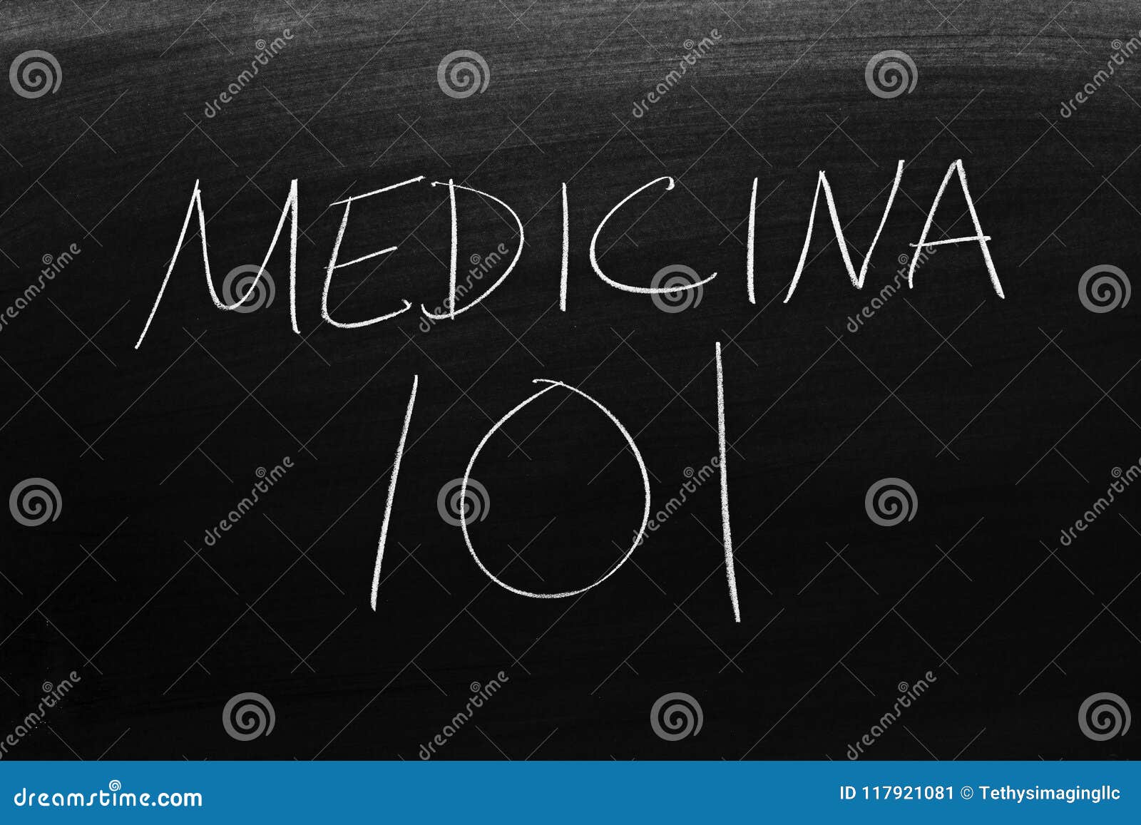 medicina 101 on a blackboard. translation: medicine 101