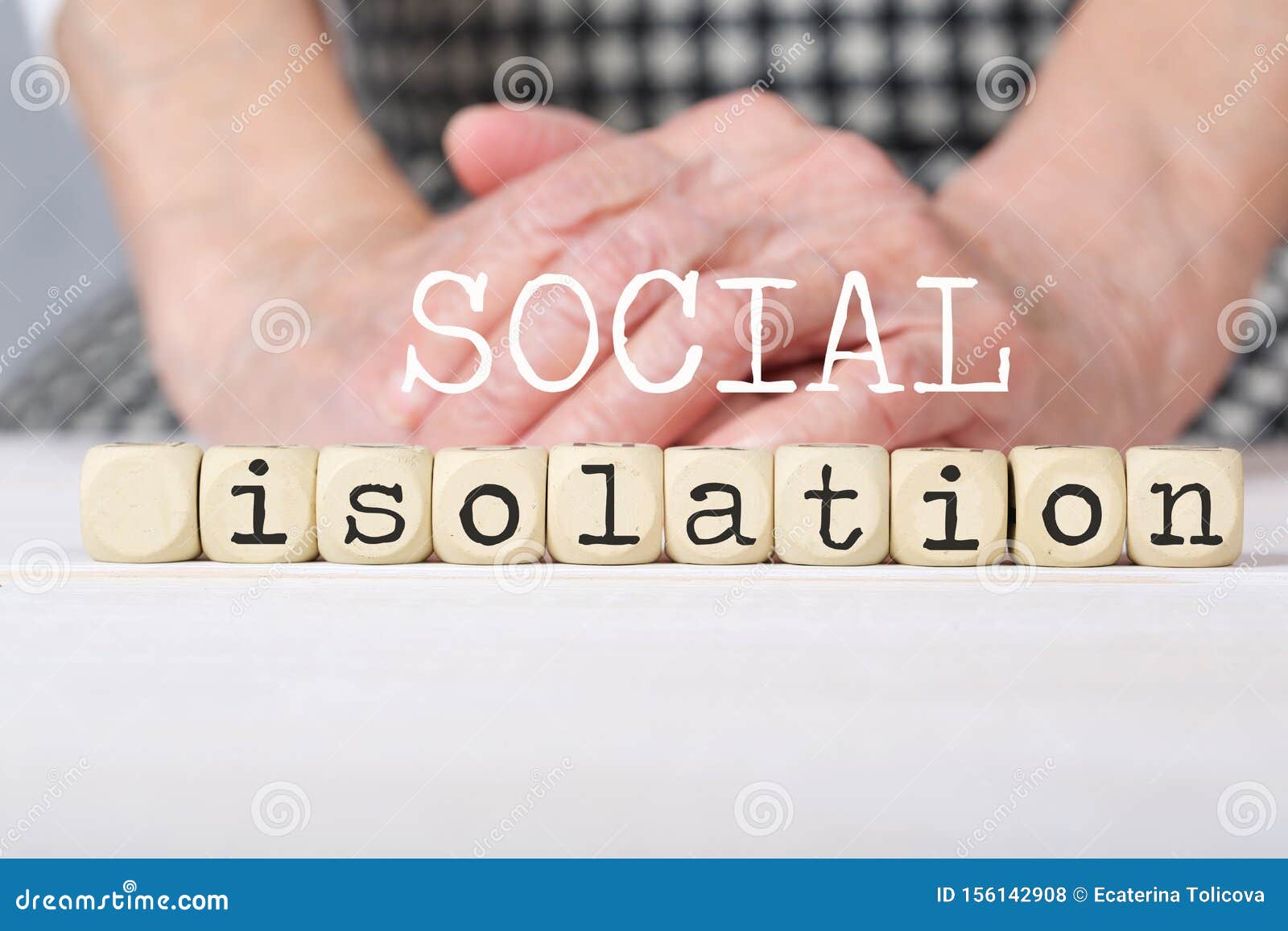 words social isolation composed of wooden made dices