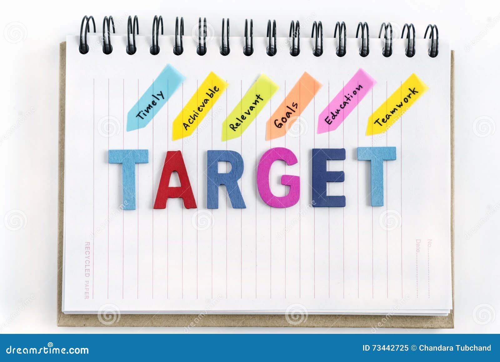 Words Target on the Notebook with Handwriting Stock Image Image of