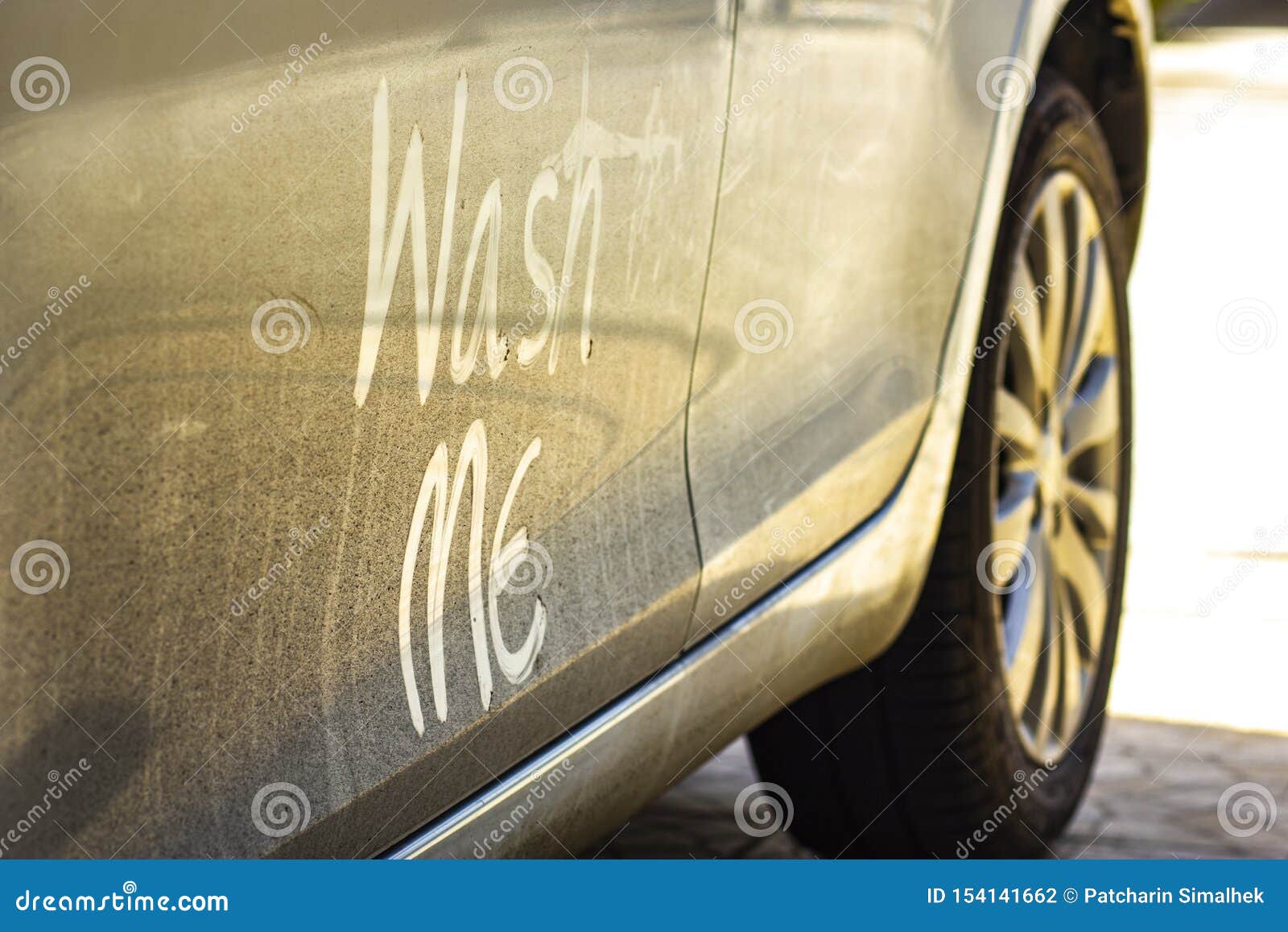 Wash Me Words On A Dirty Car Window Stock Image