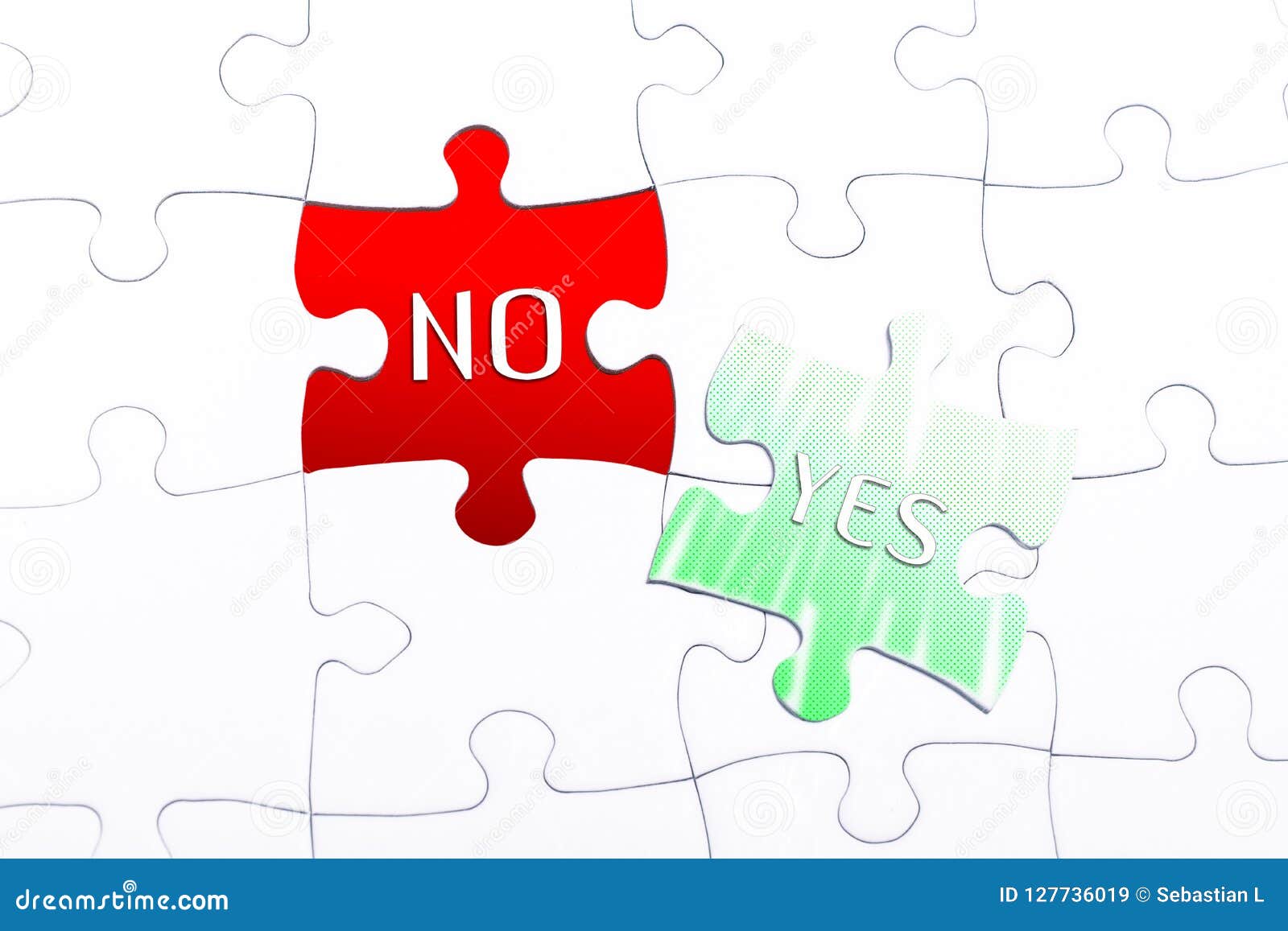 The Words Yes and No in a Missing Piece Jigsaw Puzzle Stock Image