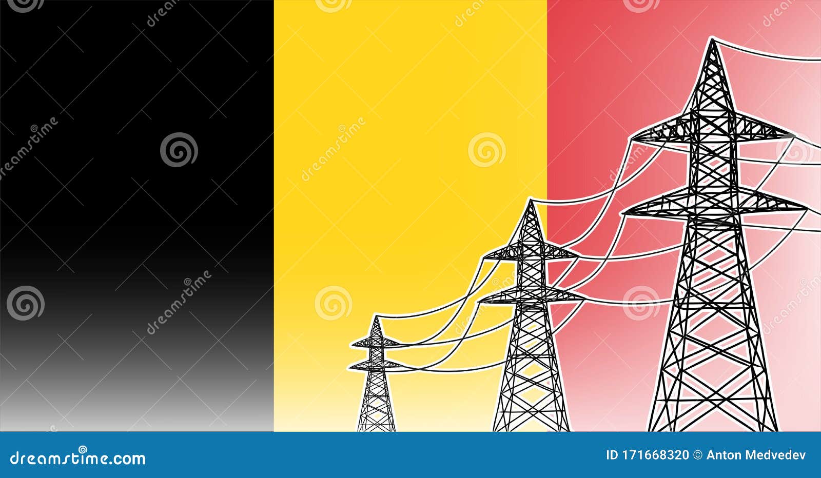 Belgium Power Supply Lines Concept Stock Illustration Illustration of