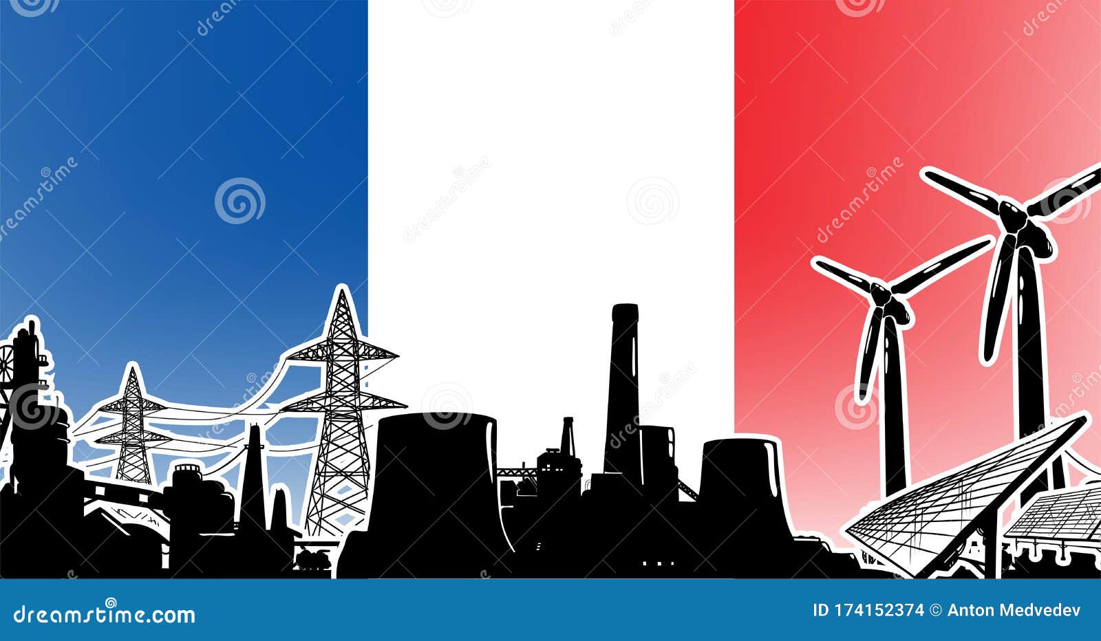Energy Production in France Stock Illustration Illustration of panels