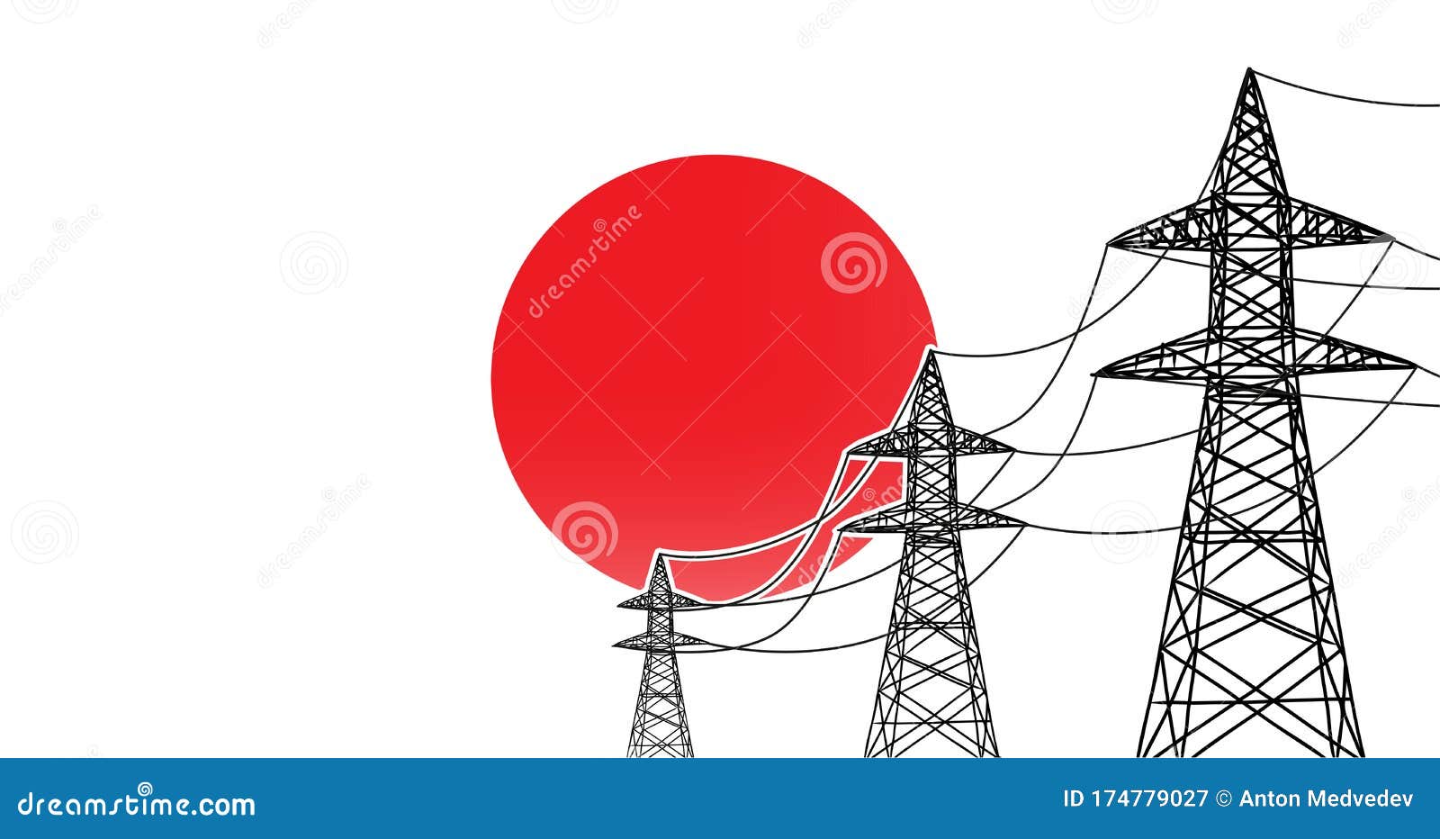 Japan Power Supply Lines Concept Stock Vector Illustration of wires