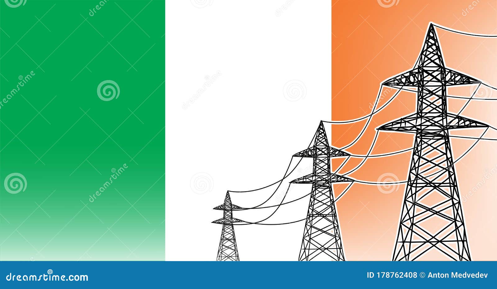 Ireland Power Supply Lines Concept Stock Vector Illustration of