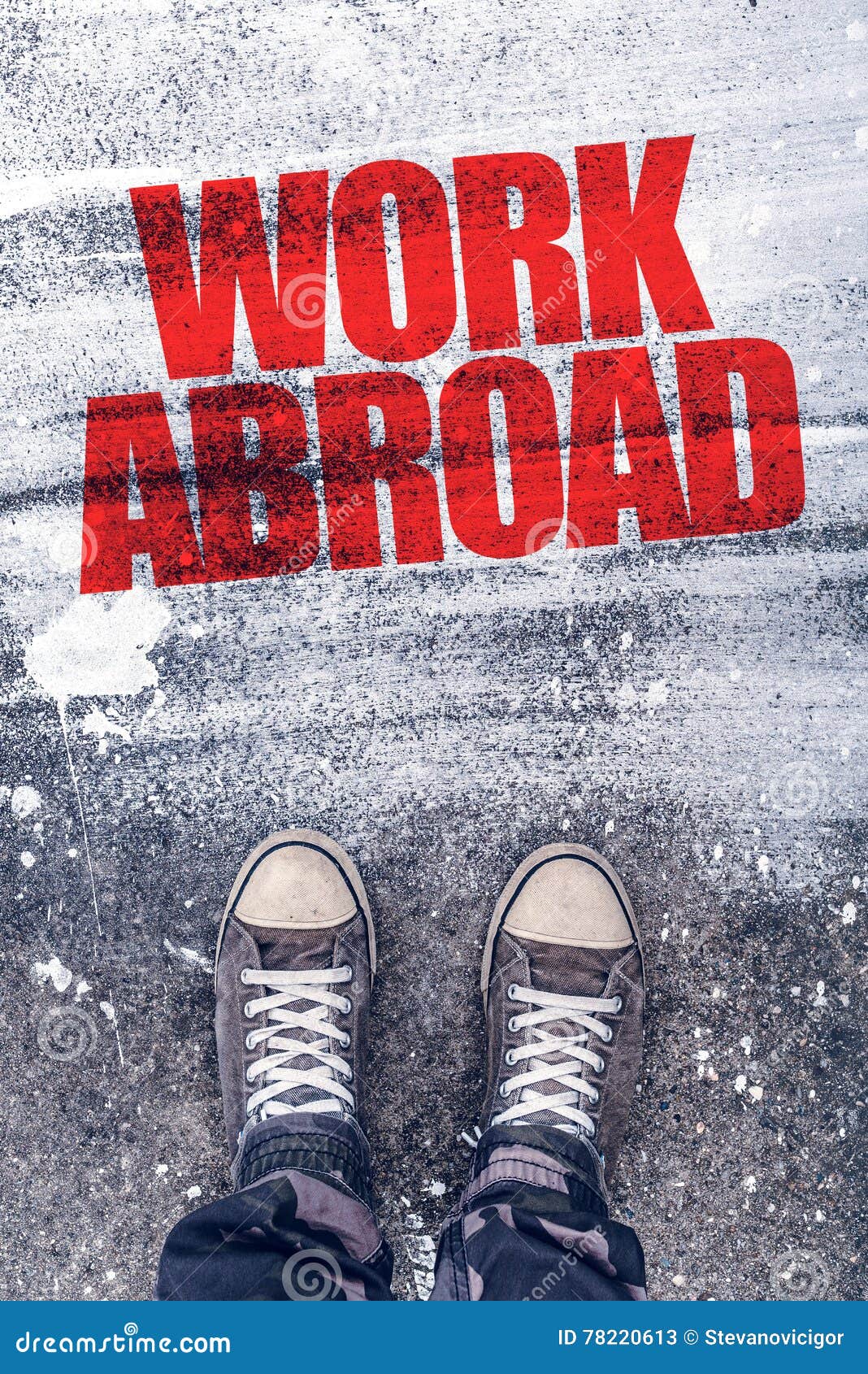 work abroad title on the pavement