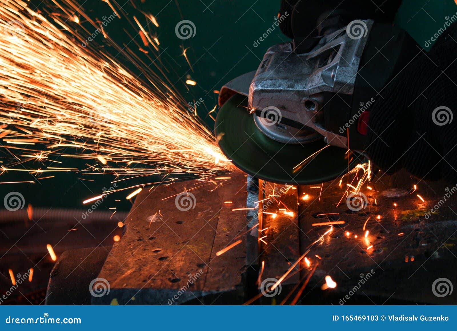 Work As a Grinder, Metal Cutting, Sparks from Metal Cutting Stock Image Image of heat, grinder