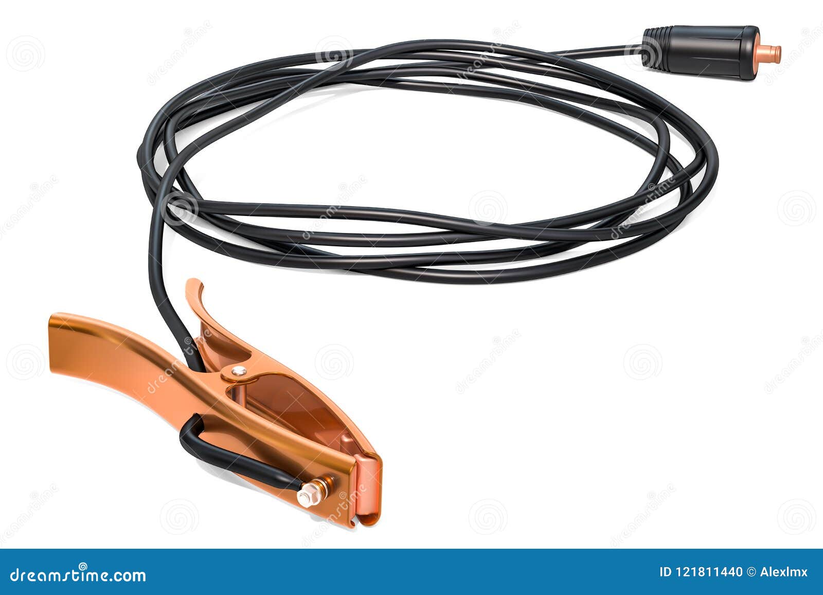 Work Cable And Clamp With Twist Plug For Welding Machine. 3D Rendering