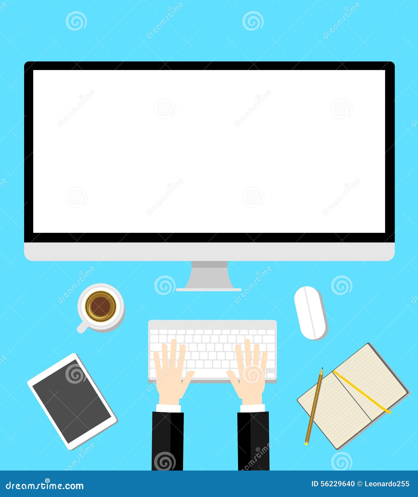 Work desk flat design stock vector. Illustration of interior 56229640