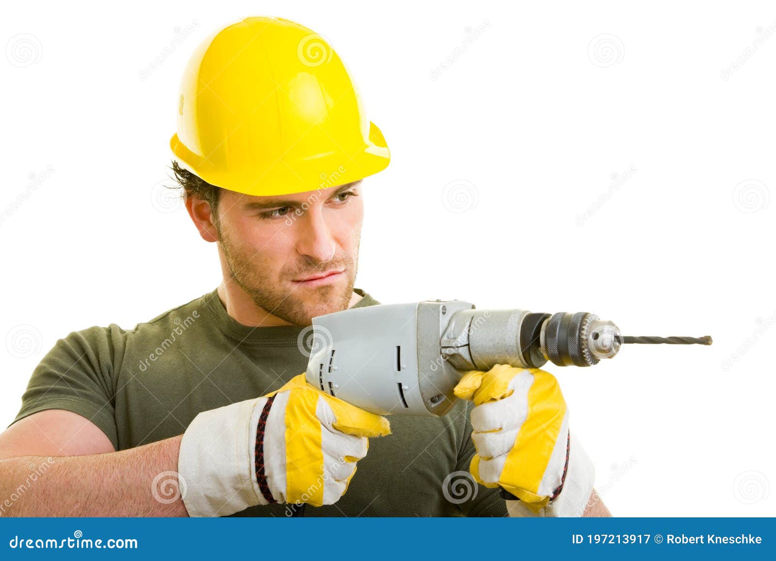 Work with drill stock image. Image of hardhat, economy 197213917