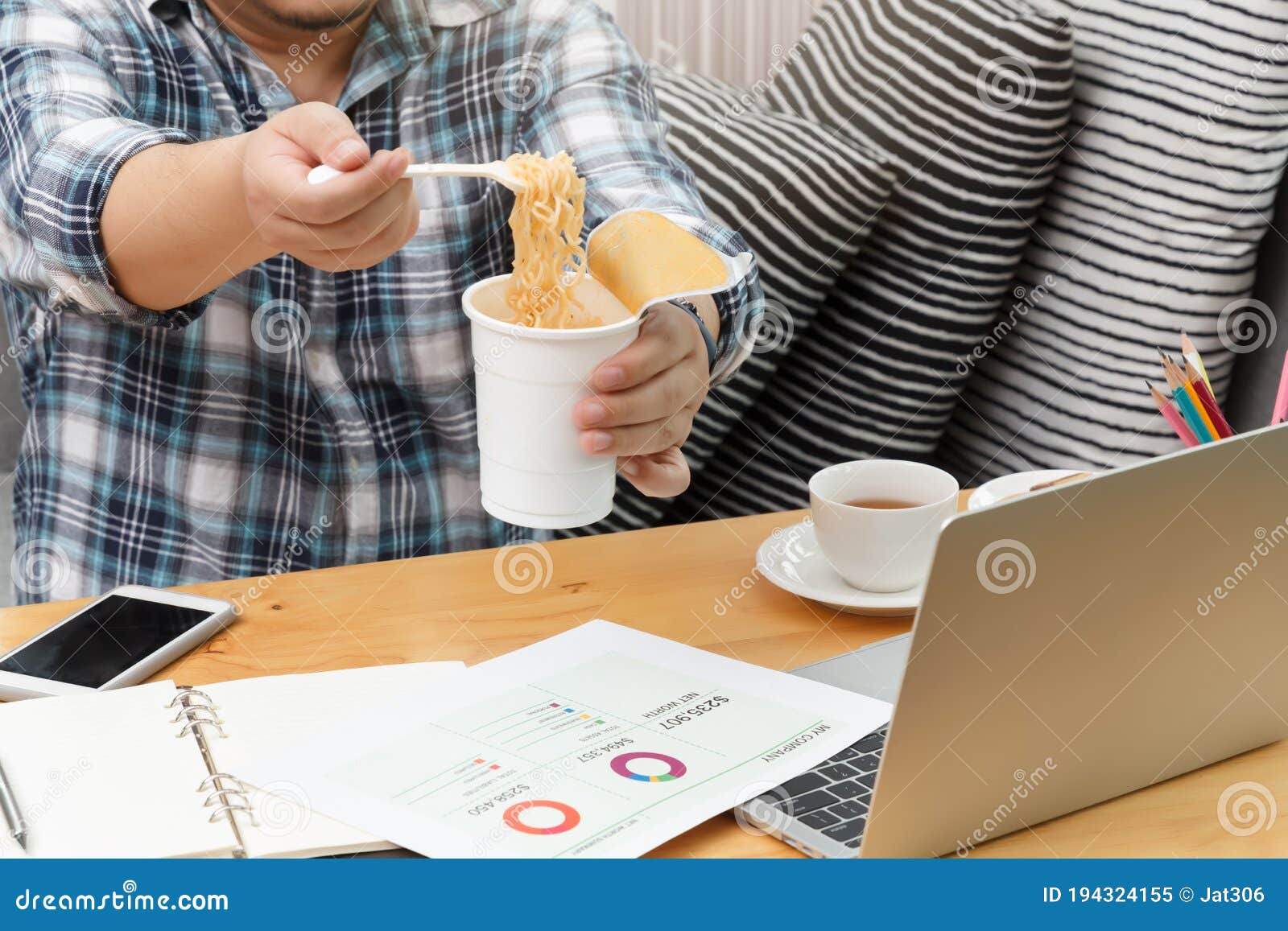 Work from Home, Businessman Working Remotely from Home. Using Computer