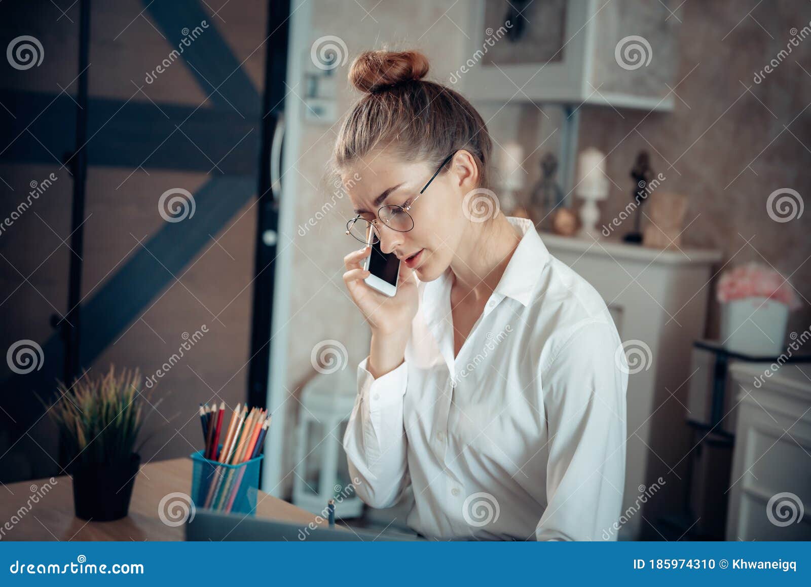 Work from Home Lifestyle and Business Online, Attractive Woman Hands is