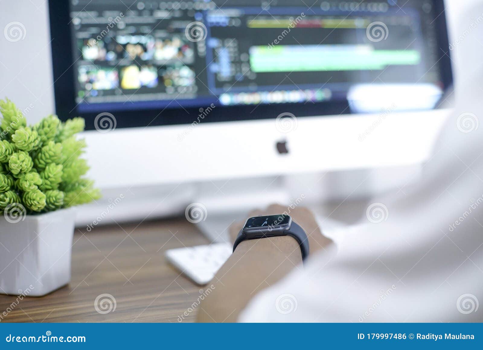 Work from Home, the Men Using Smart Watch Stock Photo Image of
