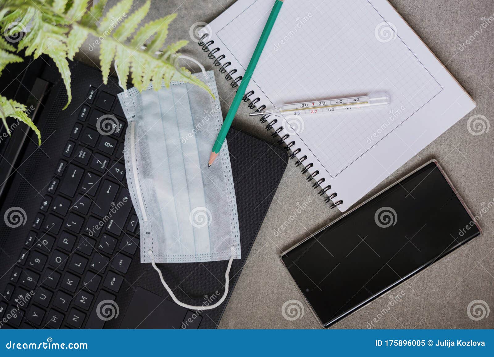 Work in the Home Office during the COVID19 Pandemic. Stock Image