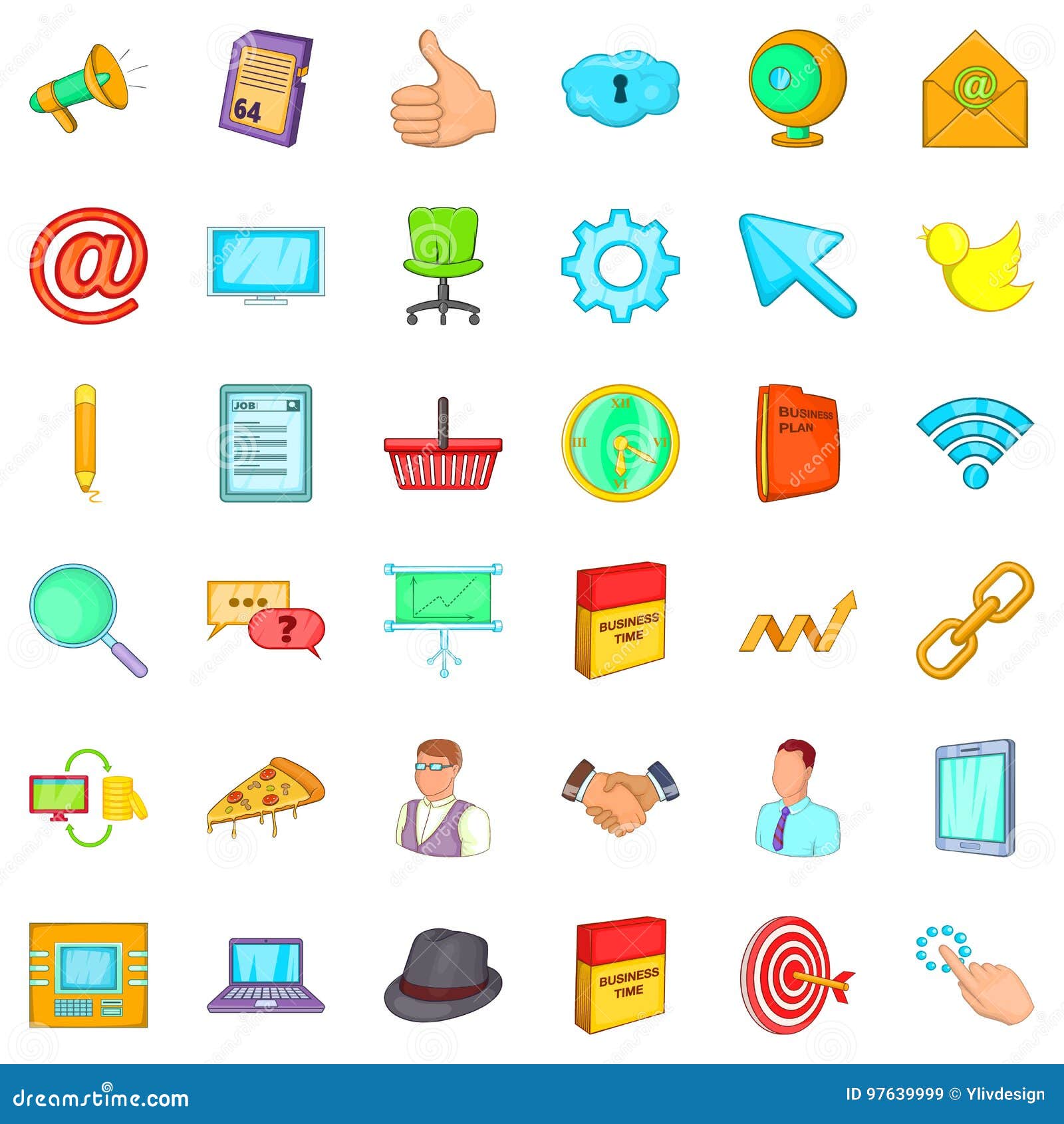 work internet icons set, cartoon style