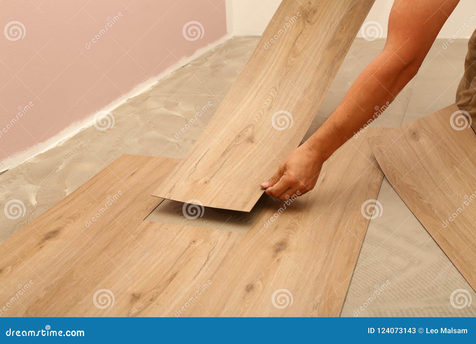 Work On Laying Flooring Stock Image Image Of Interior 124073143