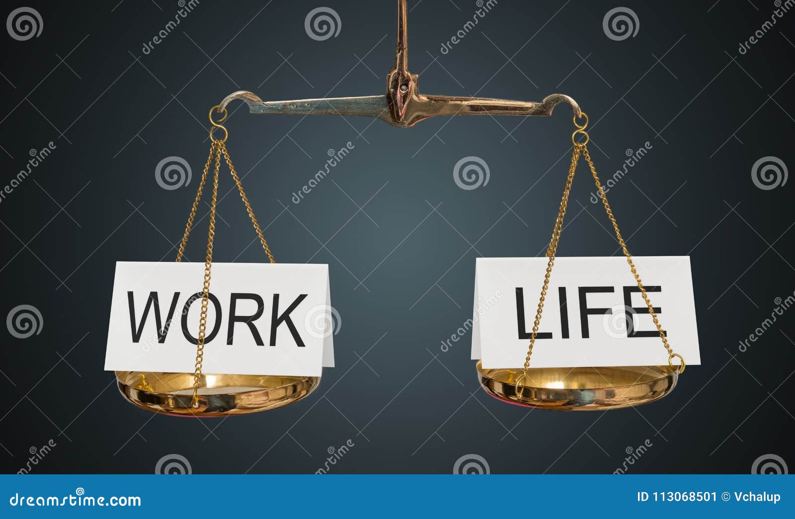 Work and Life Balance. Words are Balanced on Scales Stock Image Image